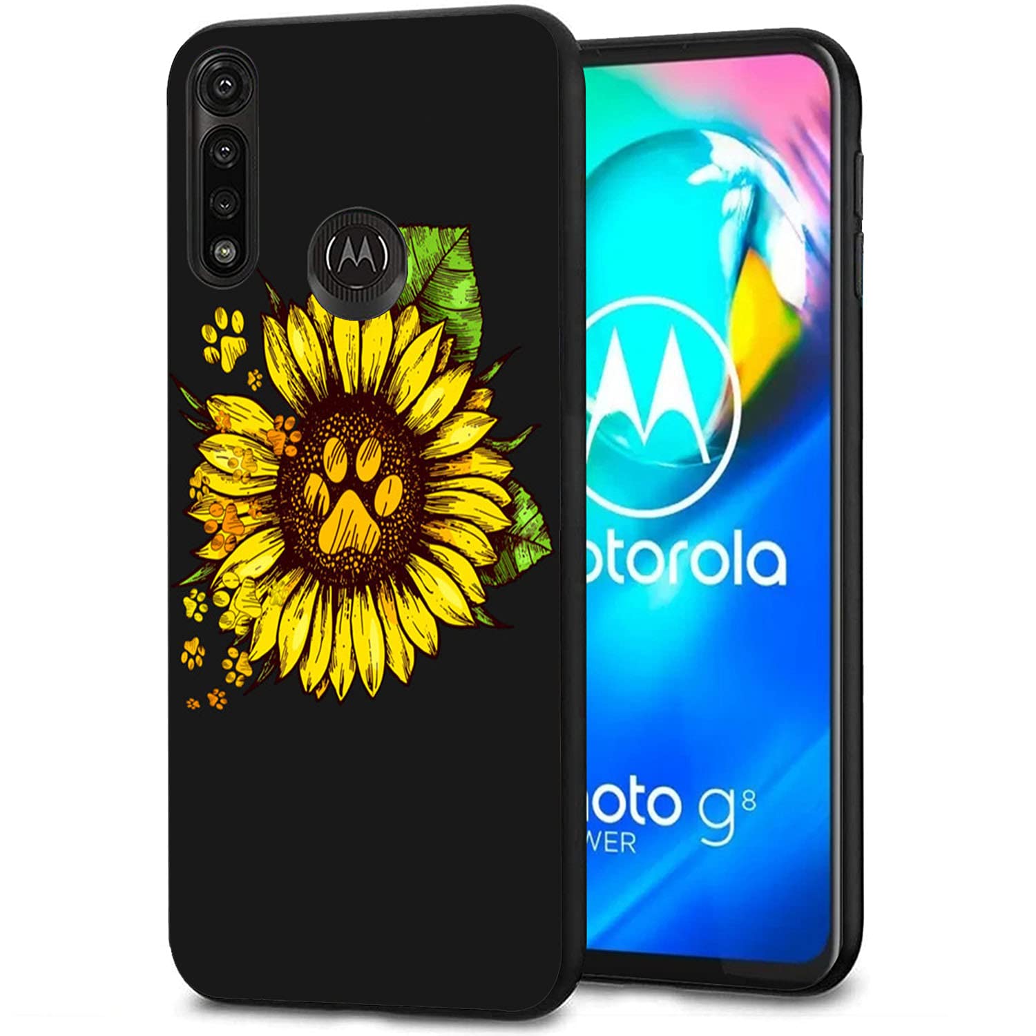 Shockproof Soft Silicone Rubber Case for Motorola Moto G Stylus 2020 - Full Body Protective Cover with Sunflower & Dog Paw Design | Perfect for Daily Use, Work & Outdoor Activities