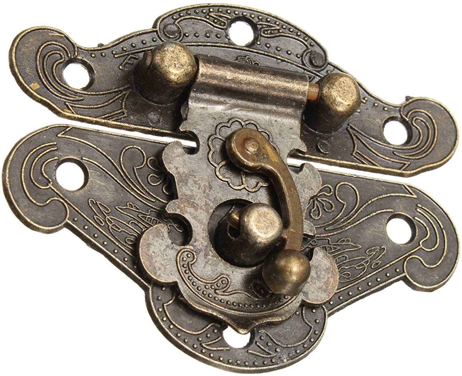 Vintage Antique Wooden Drawer Lock - AVEEWA Decorative Retro Box Hasp Latch with Hasp Pad for Jewelry Cabinet, Chest & Furniture (6.2CM) - Perfect for Home Decor, DIY Projects & Vintage Style Restoration