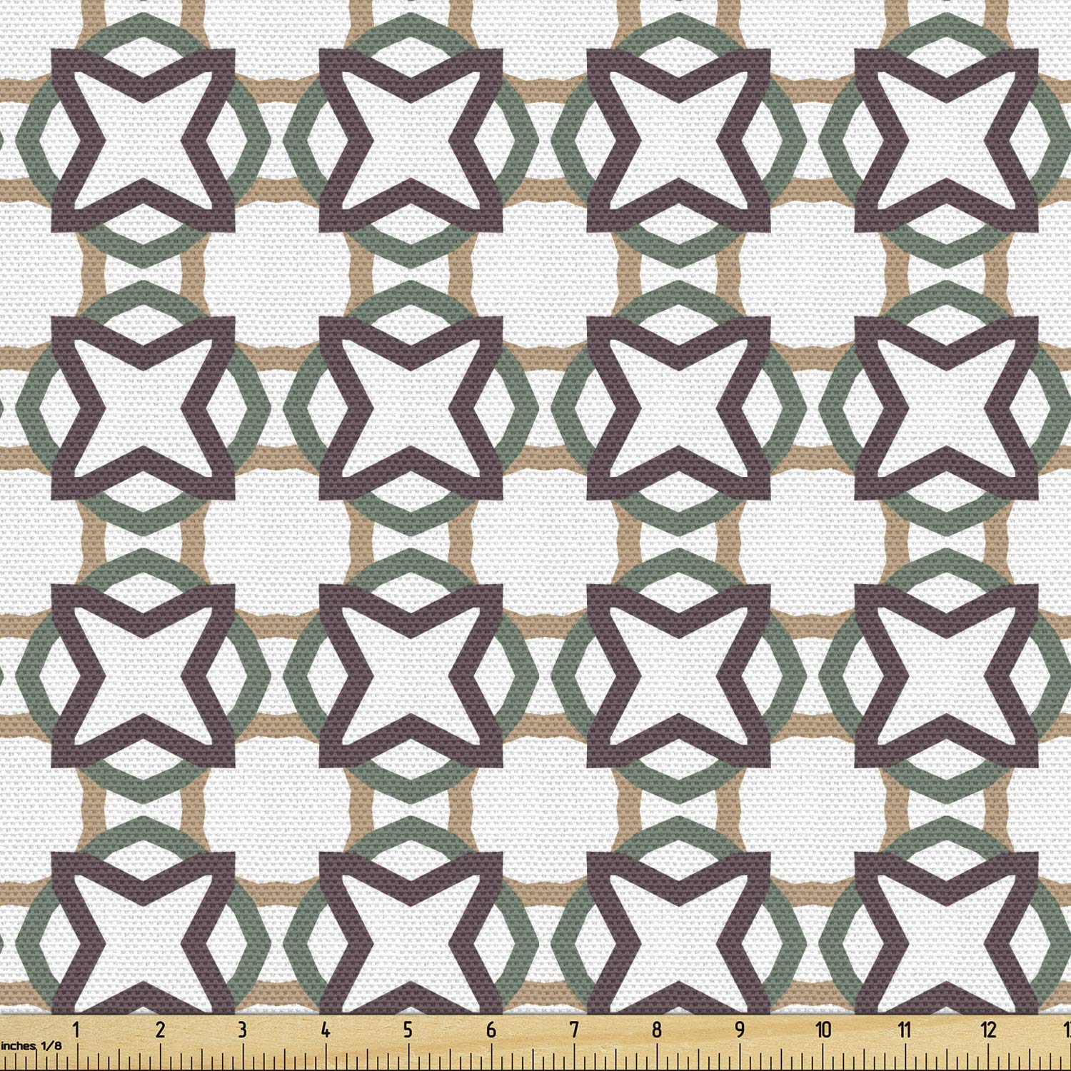 Ambesonne Abstract Fabric by The Yard - Continuous Floral Pattern in Earthy Tones, Decorative Upholstery Fabric for Sofas, Curtains & Home Decor (10 Yards, White Reseda Green) - Perfect for DIY Projects, Furniture Makeovers & Crafting