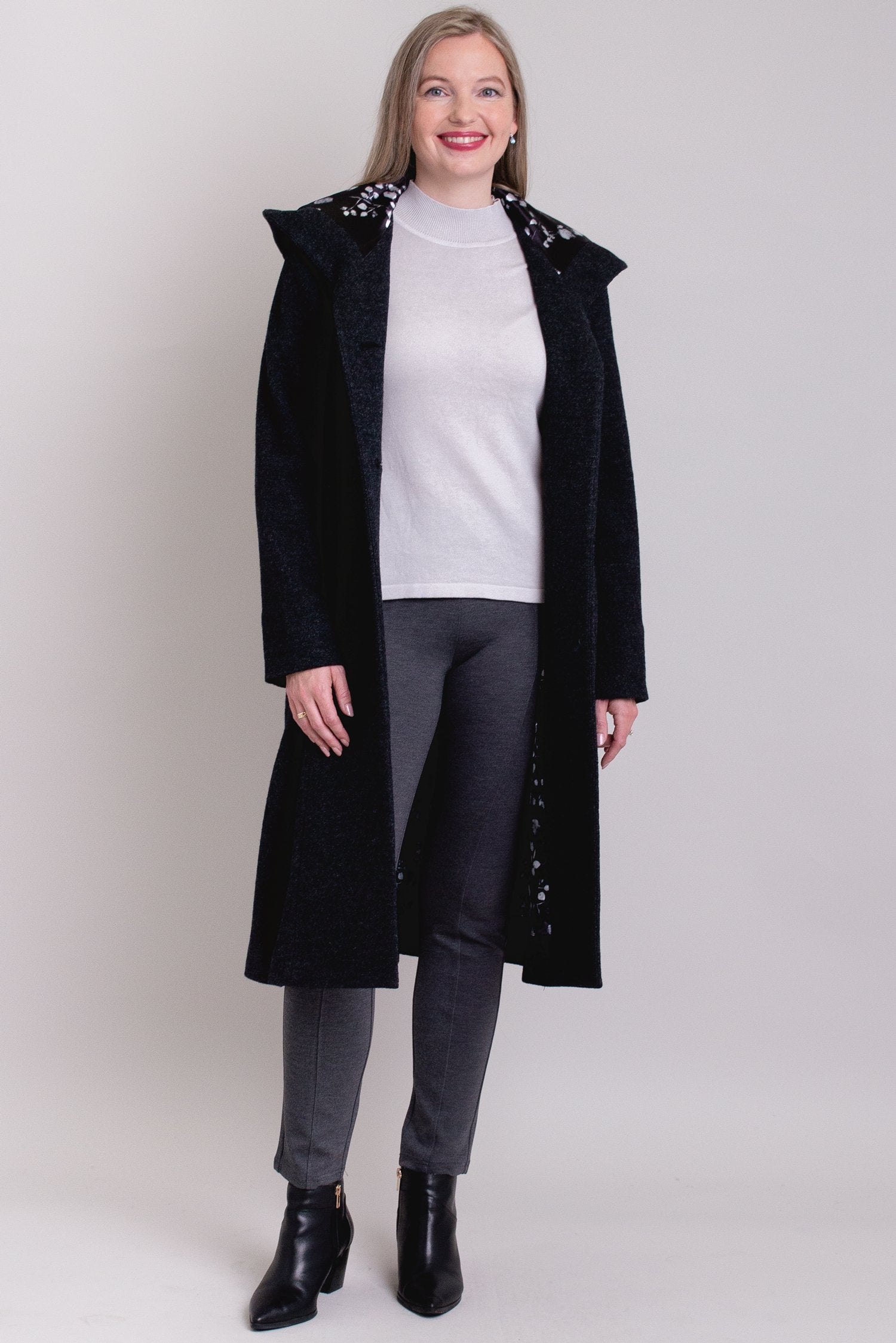 Premium Britt Coat for Women - Charcoal Gray Wool Blend Trench Coat - Warm & Stylish Outerwear for Fall, Winter & Office Wear
