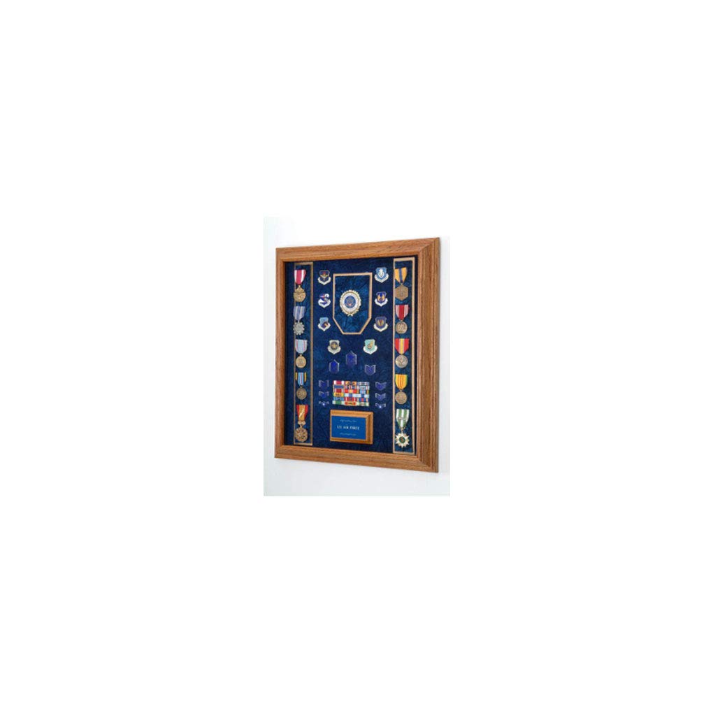 Flags Connections - Air Force Awards Display Case - Premium Oak Wood - Perfect for Military Awards, Medals, and Memorabilia Display at Home or Office