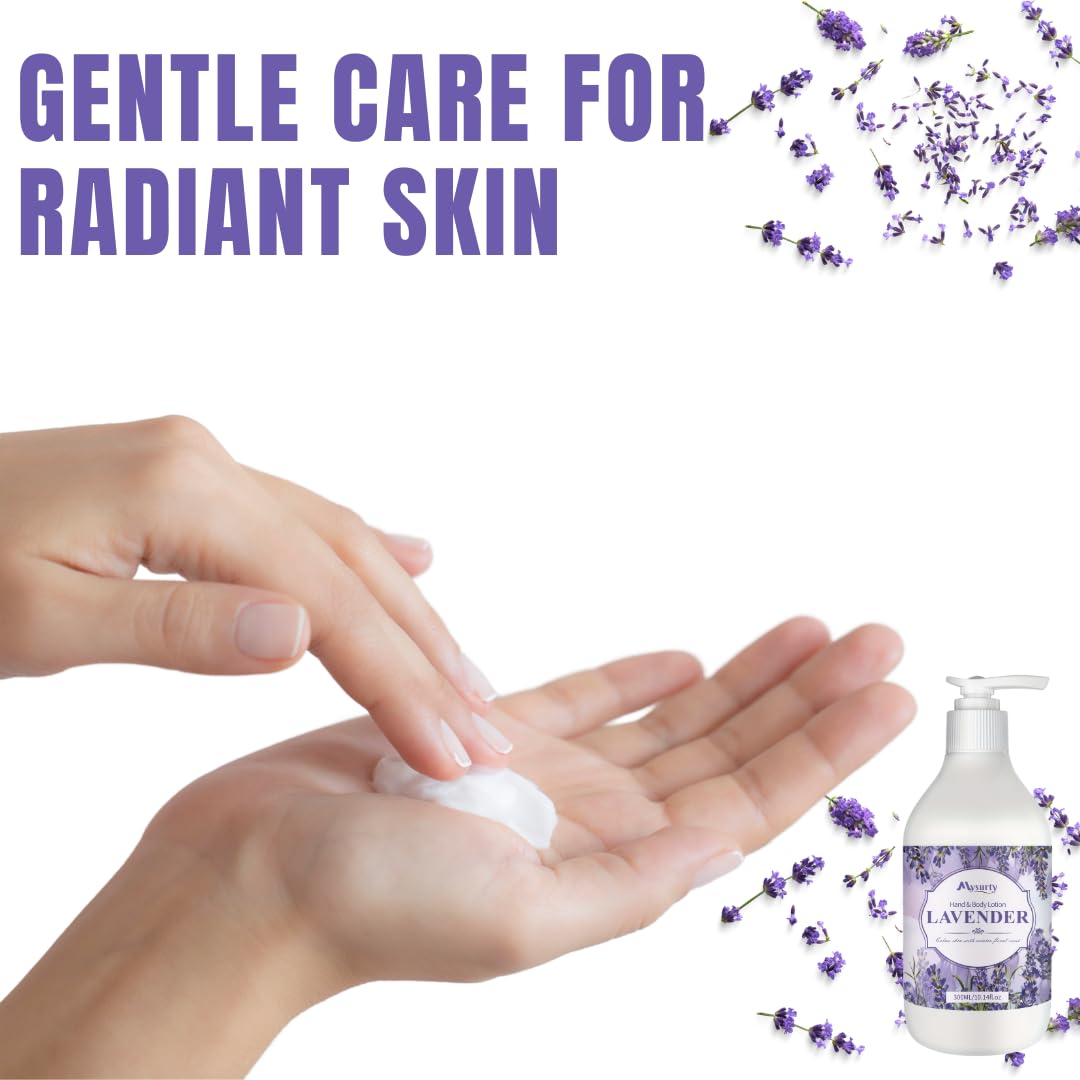 Lavender Hand and Body Lotion for Dry Skin - Deep Moisturizing Cream for Men & Women - 300ml Hydrating Daily Moisturizer with Natural Ingredients - Perfect for Home, Office & Travel Use