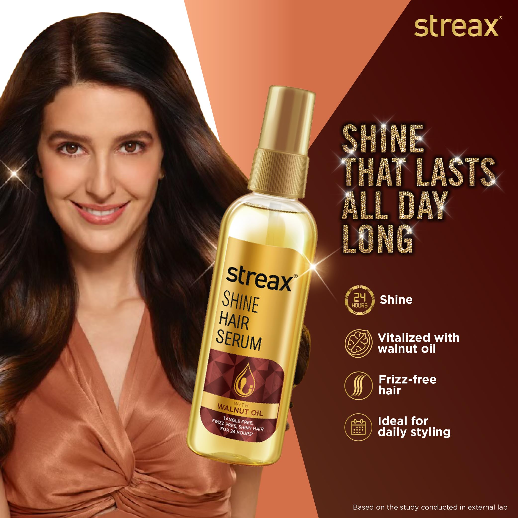 Streax Walnut Oil Hair Serum for Dry & Frizzy Hair - 45ml | Smoothing & Shine Treatment | Perfect for Daily Hair Care & Styling