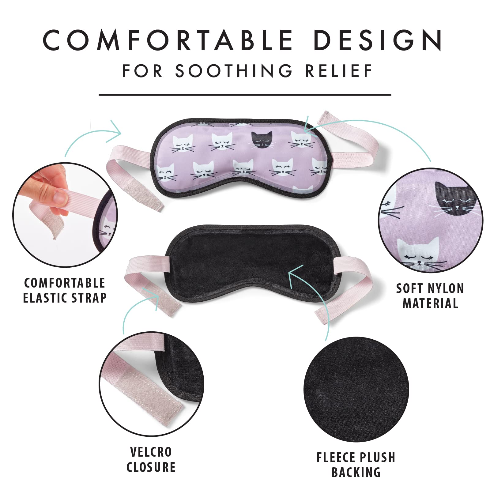 Fit+Fresh Gel Eye Mask Cold Pack - Cooling Headache & Migraine Relief Cap, Ice Face Mask for Sleeping - Perfect for Stress Relief, Headache Relief & Relaxation at Home, Office or Travel