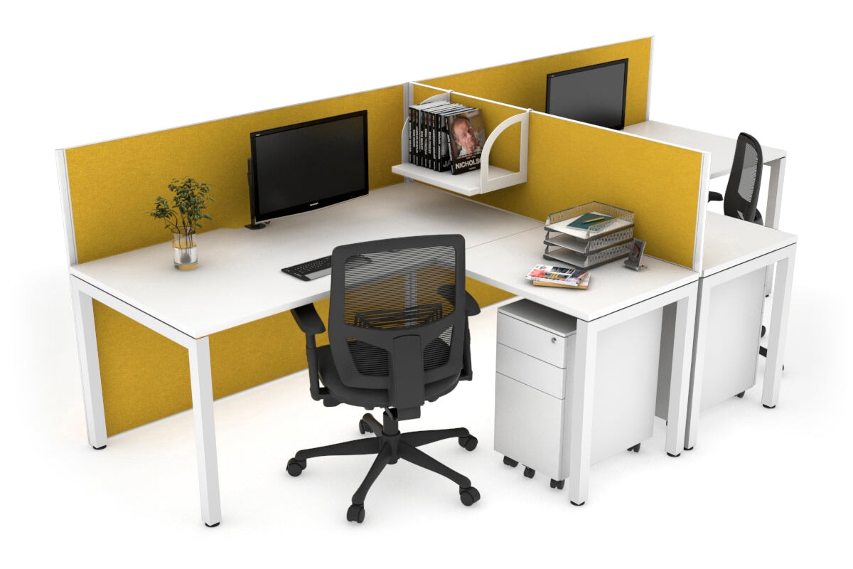 Quadro Square Legs 2-Person Corner Workstation - T-Shaped Office Desk (1800L x 1800W) with Cable Management Scallop - Perfect for Home Office, Coworking Spaces & Modern Workstations