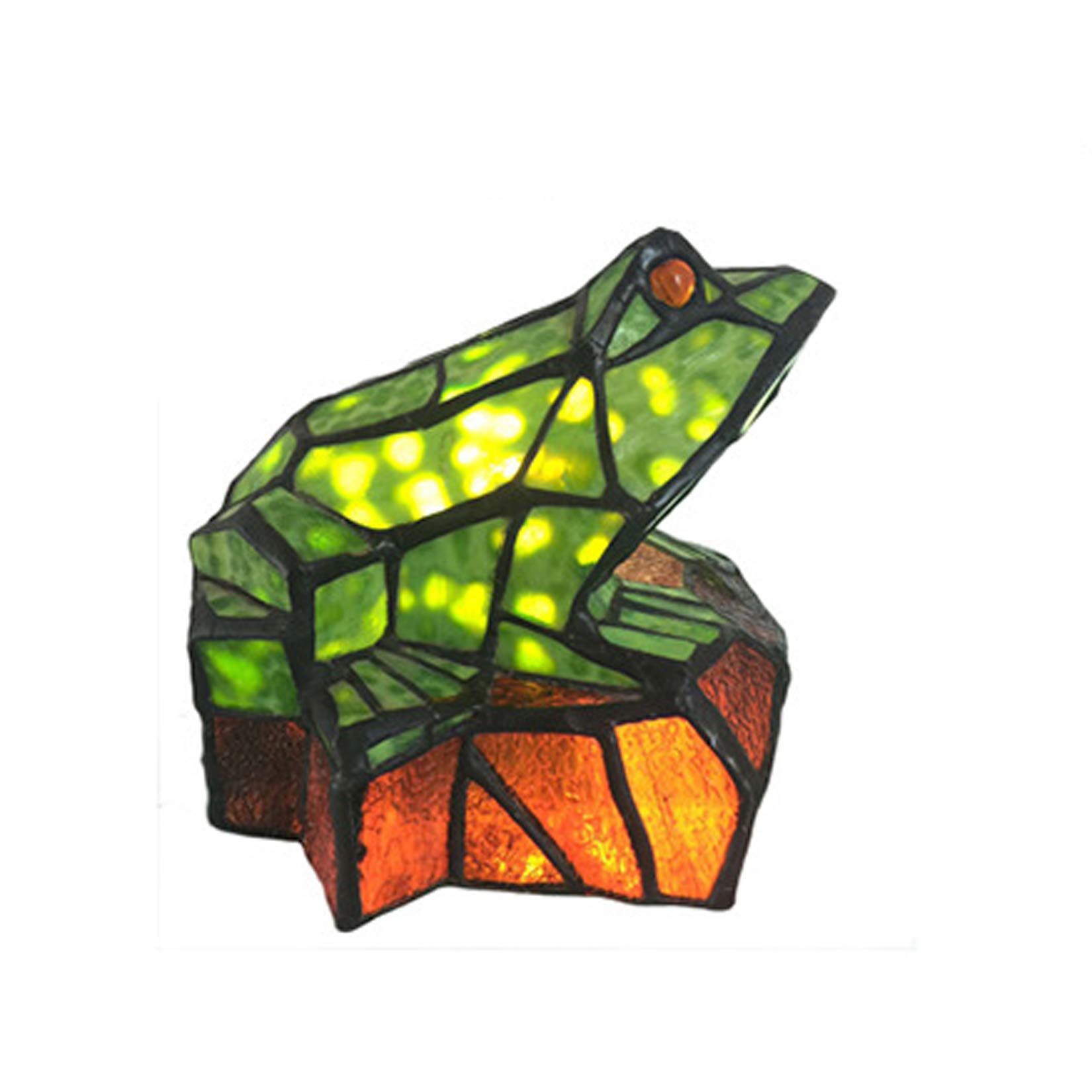 Tiffany Style Frog Stained Glass Accent Lamp - Green Frog Table Desk Lamp for Kids Bedroom, Cute Nursery Night Light - Perfect for Children's Room Decor & Gift (1pc) | Bedside Reading Light, Dorm Room Decor, Themed Nursery Lighting
