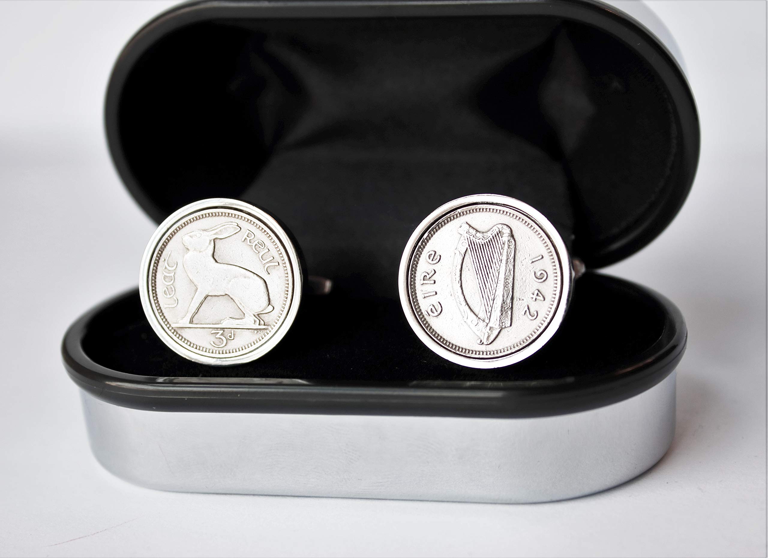 1942 Irish Threepence Coin Cufflinks - Unique 81st Birthday Gift for Men - Perfect for Anniversaries & Special Occasions