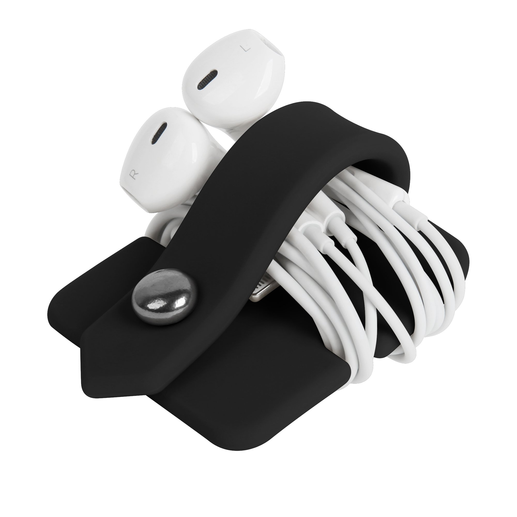 Premium Headphone Case & Cord Organizer - Black Earbuds Holder with Cable Management for Travel, Work & Gym | Compatible with AirPods, Wireless & Wired Headphones