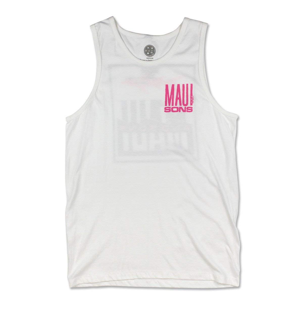 Maui & Sons Men's Fish Out of Water Graphic Tank Top - White, Large - Casual Summer Beachwear & Surfing Shirt
