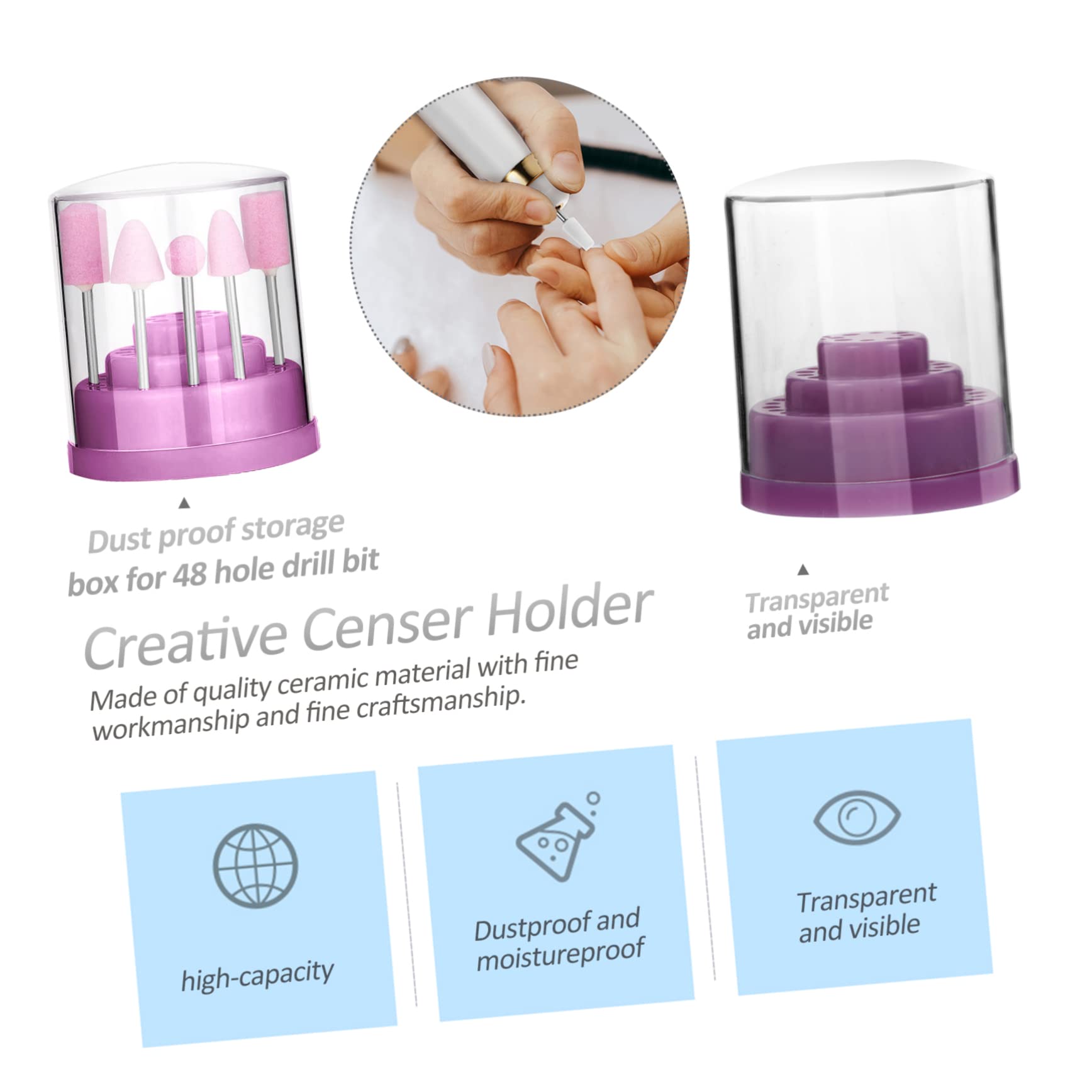 Minkissy 2pcs Nail Drill Bit Storage Case - Acrylic Organizer for Salon & Home Manicure