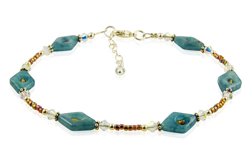 Natural Amethyst & Blue Quartz Gemstone Anklet Bracelet for Women - Healing Crystal Jewelry for Ankle, Boho Chic Accessory for Summer, Beach, Yoga & Spiritual Wellness