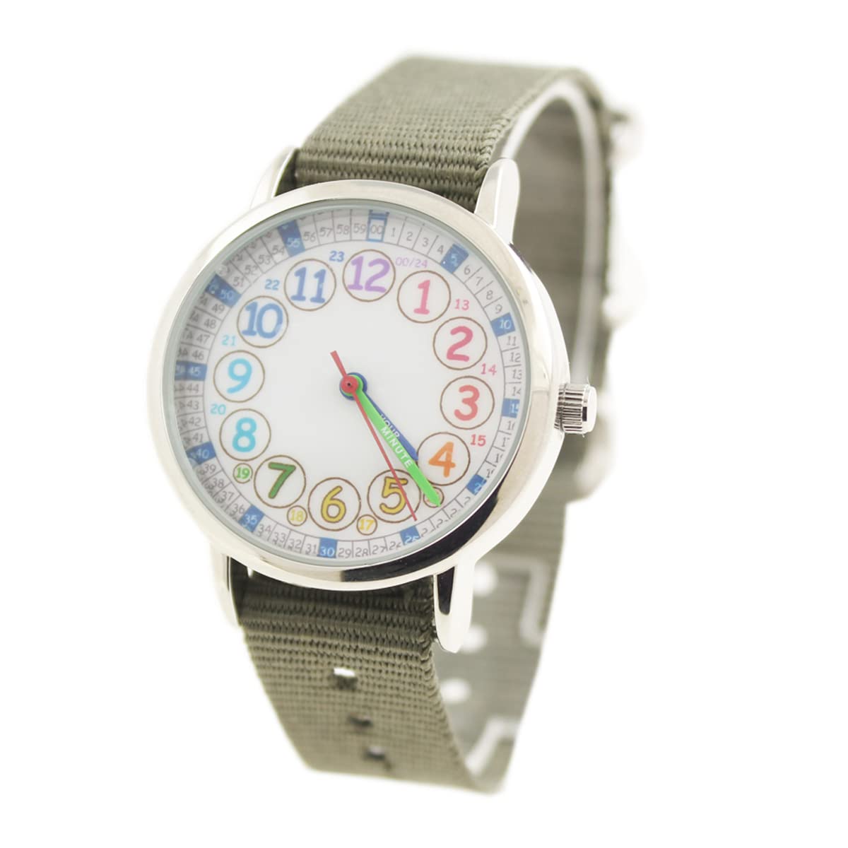 Bigbangbang Kids Analog Watch for Girls Ages 7-10 - Soft Cloth Strap Learning Time Watch for Kindergarten & Toddlers - Pink First Watch to Teach How to Read Time - Perfect for School, Playtime & Daily Use