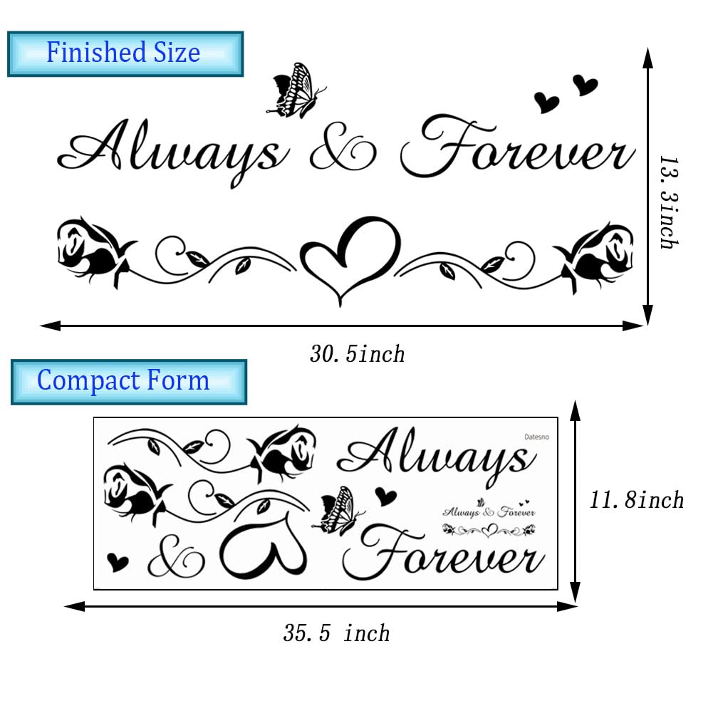 Inspirational Vinyl Wall Decals for Bedroom & Living Room - Always & Forever Family Love Quotes, Home Decor Stickers for Couples - Perfect for Nursery, Dorm, Office & Wedding Gift