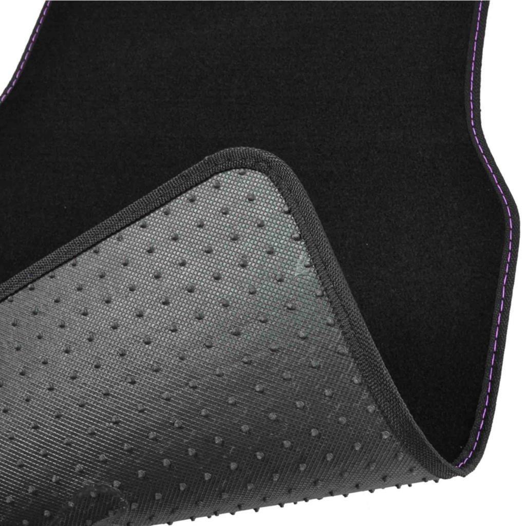 BDK Luxury Car Floor Mats & Steering Wheel Cover Combo Set - Purple & White Butterfly Design | Non-Slip Car Accessories for Sedan, SUV, Truck | Perfect for Gifts & Home Decor