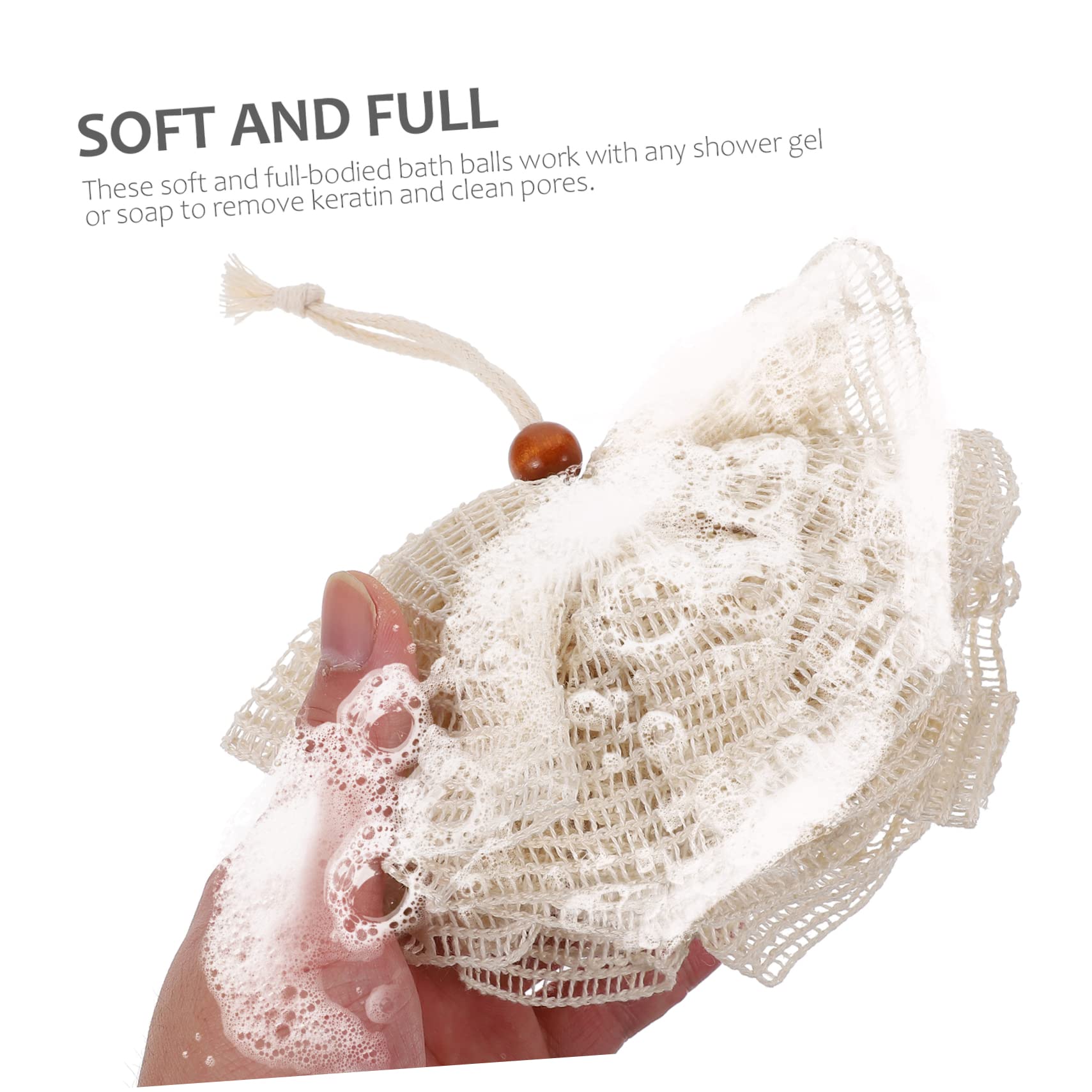 ADOCARN 2-Pack Exfoliating Loofah Bath Sponges for Shower & Body Wash - Soft Mesh Scrubber, Gentle Foam Bath Ball, Skin Cleansing Puff (Beige) - Perfect for Daily Shower, Exfoliation & Deep Cleaning
