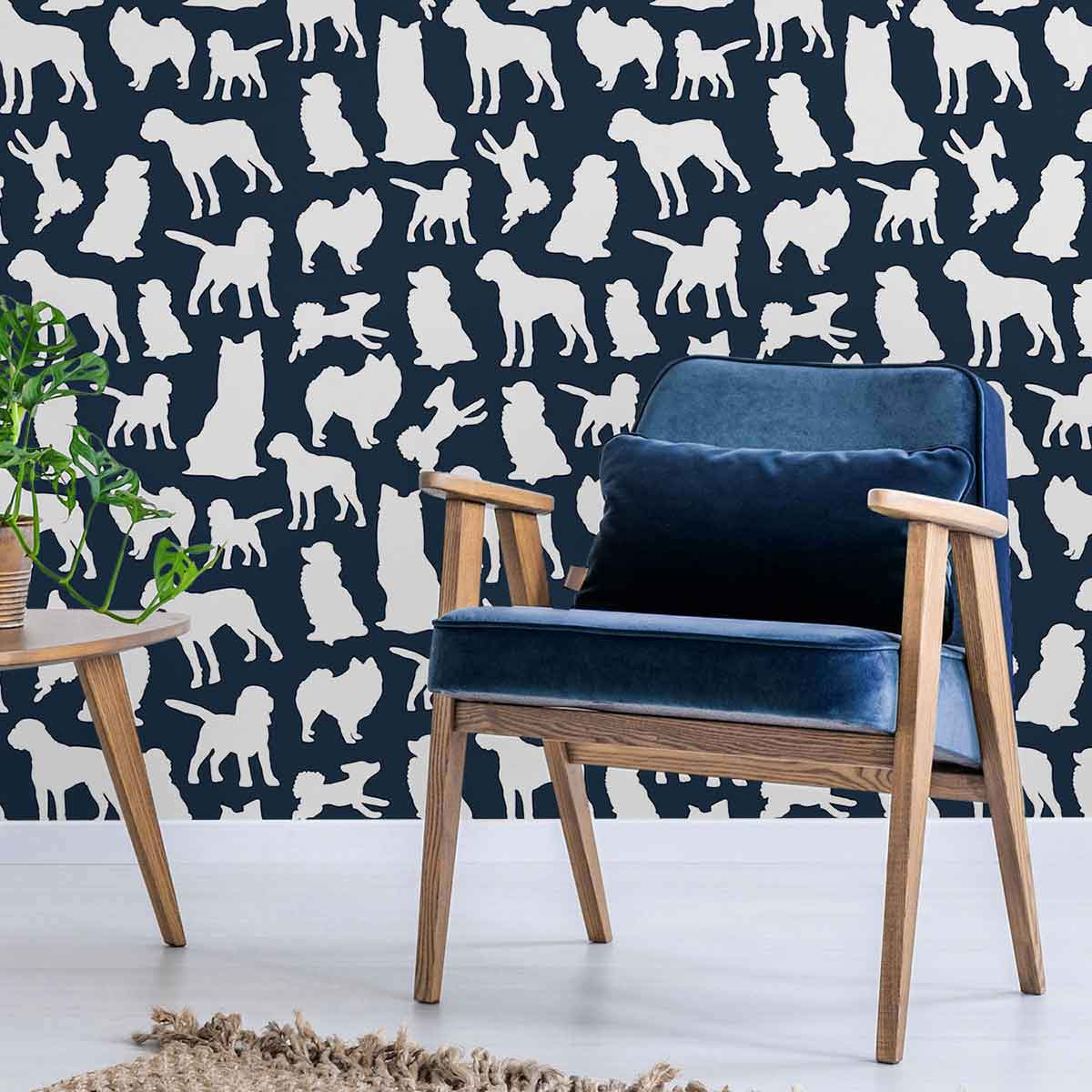Blue Dog Peel and Stick Removable Wallpaper 3054 - Self-Adhesive Decorative Wall Covering for Nursery, Kids Room & Home Decor