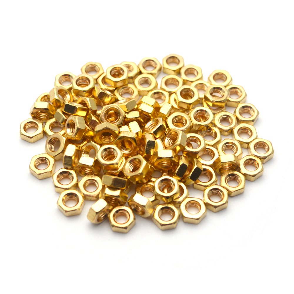 100Pcs M3 Brass Hex Nuts - Metric Fine Thread Internal Hexagon Hardware Nuts for Furniture, Electronics & DIY Projects - Corrosion Resistant Fasteners for Home Improvement and Machinery Repair