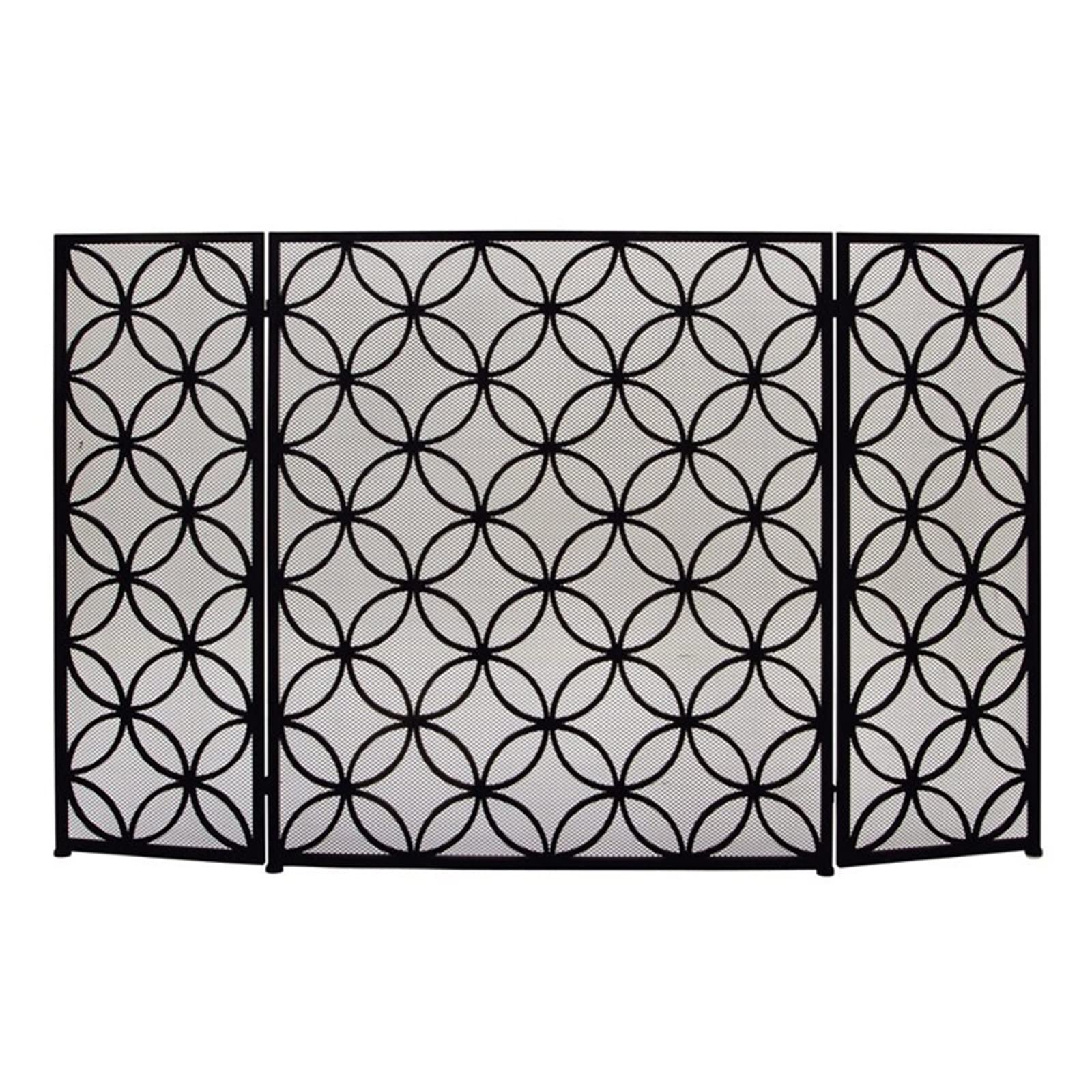 INKCOR 3-Panel Fireplace Screen - Foldable Spark Guard for Living Room Decor, Safety Mesh Curtain for Kids & Pets, Wrought Iron Finish - Perfect for Fireplace Safety & Home Decoration