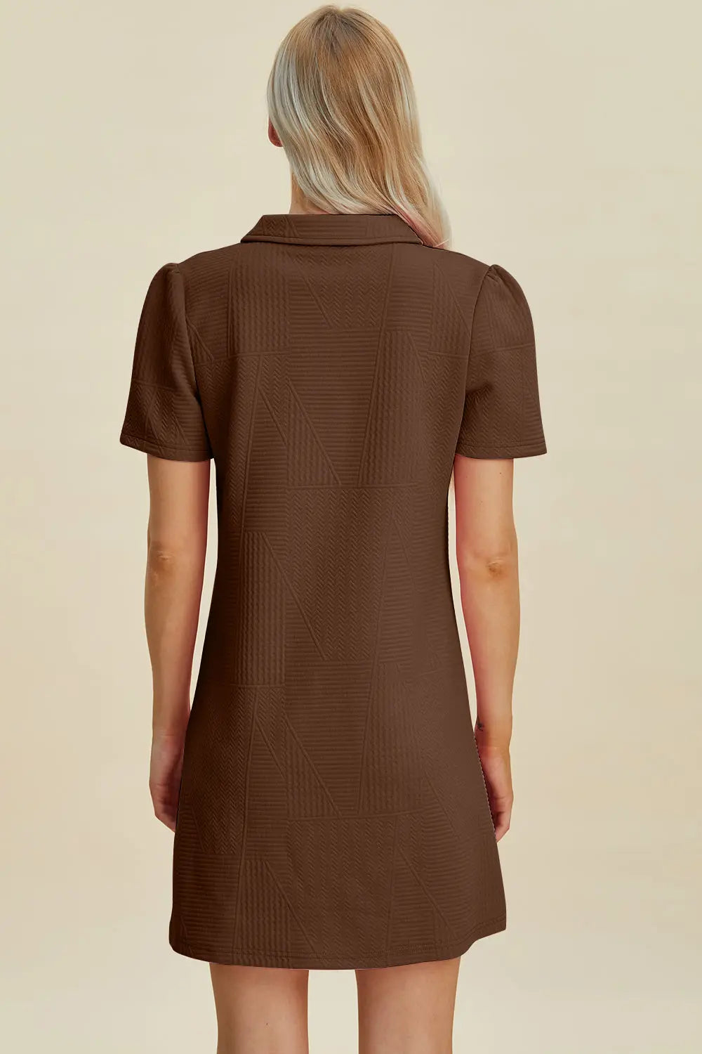 Double Take Full Size Textured Short Sleeve Dress for Women - Casual Summer Flowy Dress for Beach, Vacation & Everyday Wear