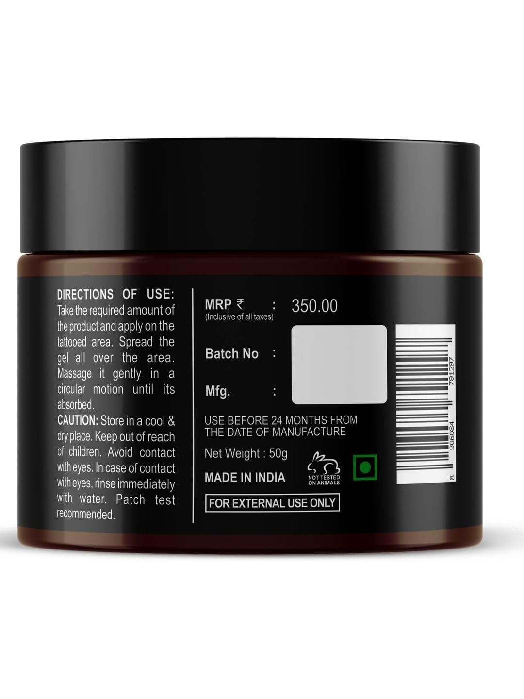 Beardo Tattoo Shiner Gel, 50g - Hydro Gel for Tattoo Healing & Maintenance with Almond Oil & Turmeric Extract | Brightens & Enhances Tattoo Ink for Men & Women | Perfect for Fresh & Old Tattoos, Daily Care & Tattoo Aftercare