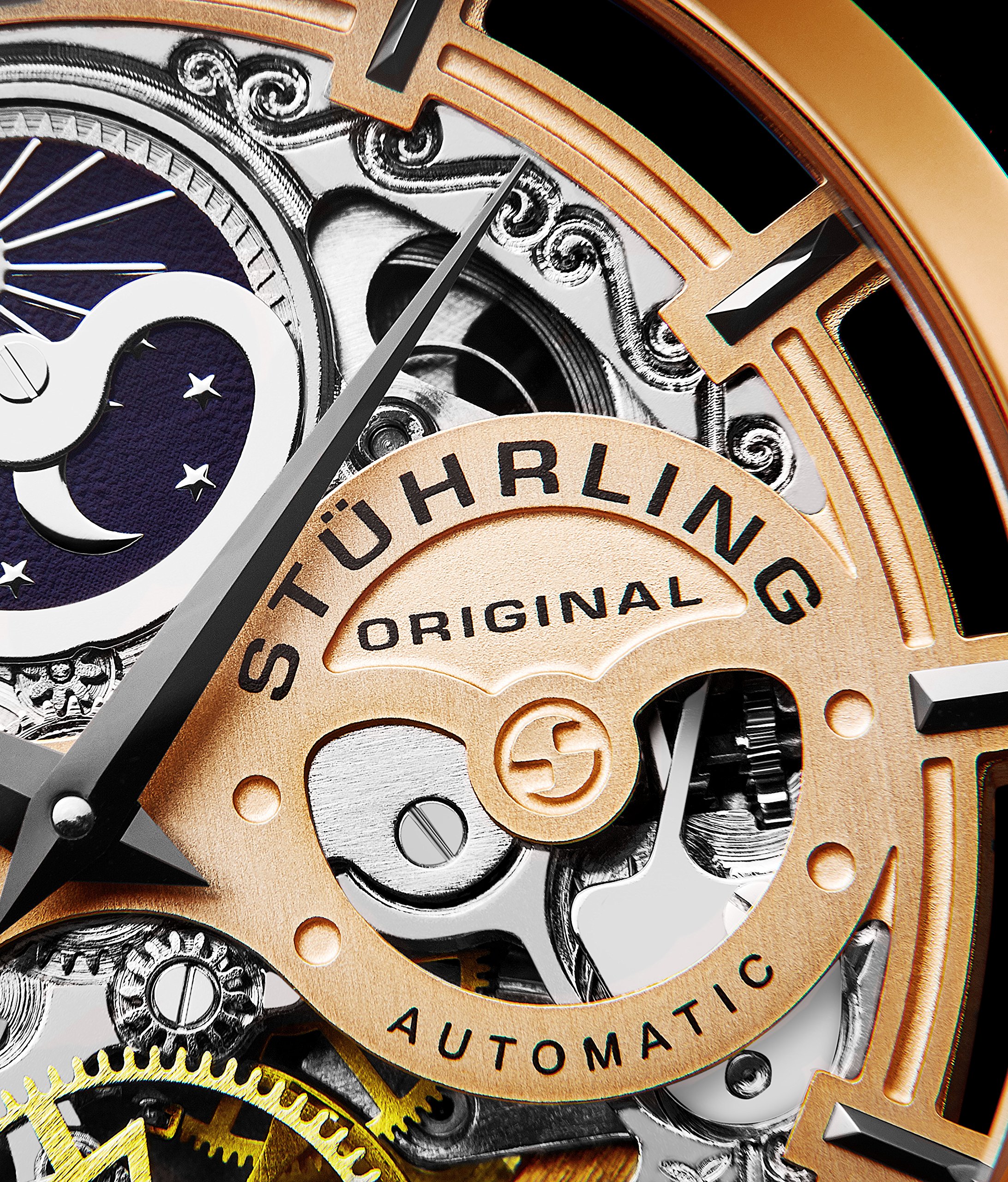 Stuhrling Original Legacy Men's Automatic Watch - 46mm Stainless Steel Case, Genuine Leather Strap, Black Dial - Perfect for Business, Casual & Formal Occasions