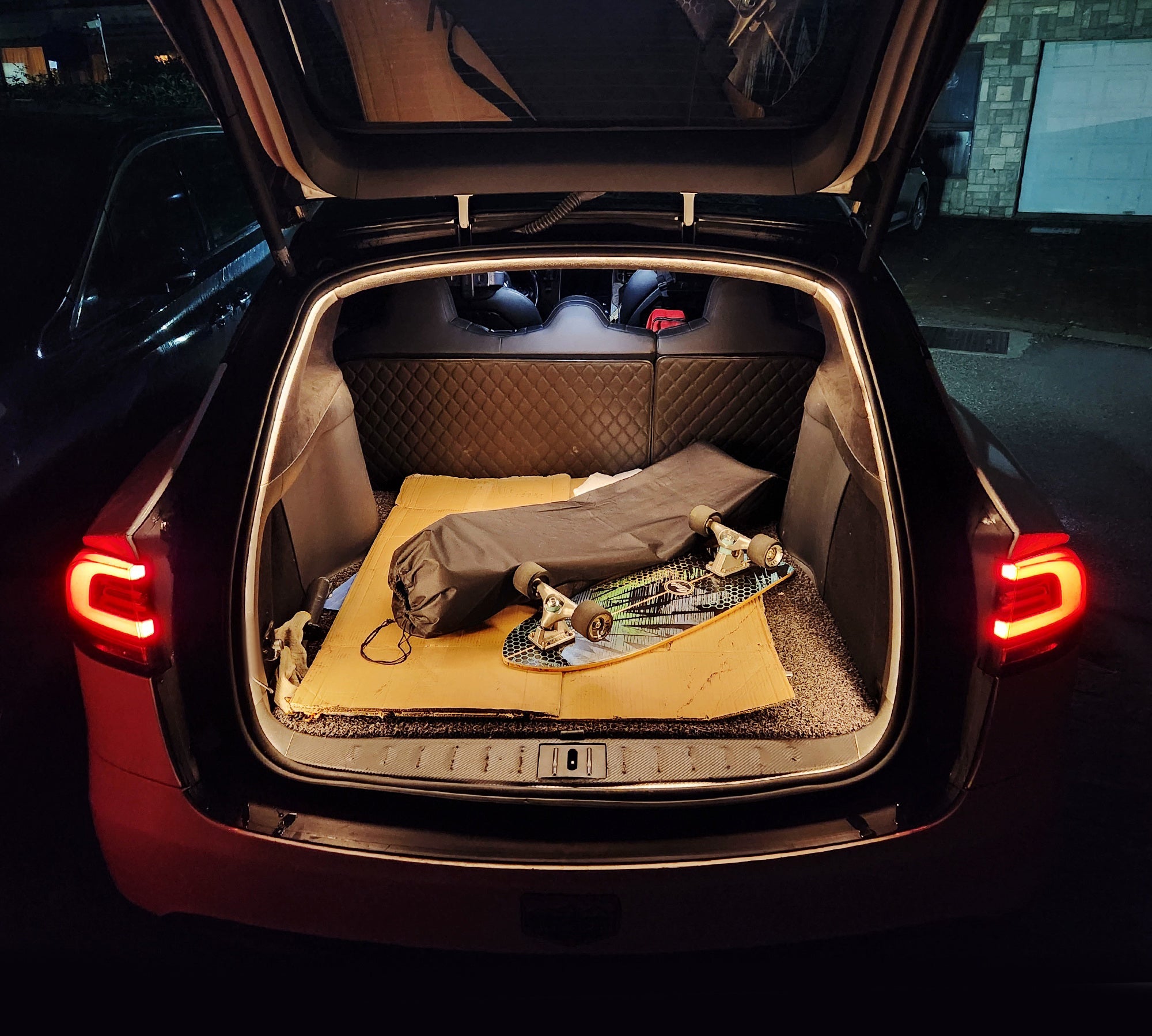 3K Warm White 360° Trunk Illumination LED Light Strip with Switch for Tesla Model Y - Perfect for Nighttime Cargo Access & Interior Ambience