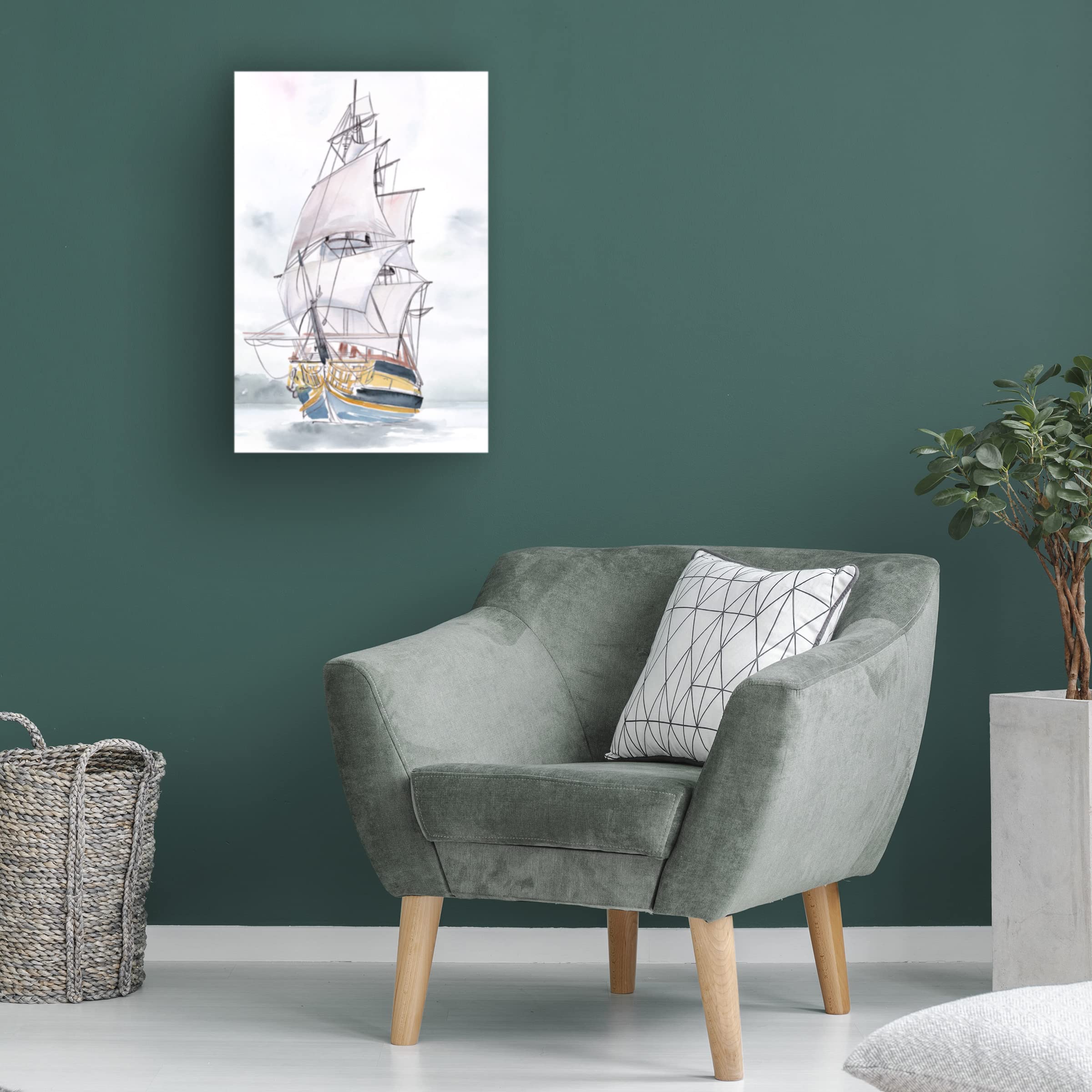 Jennifer Paxton Parker 'Tall Ship II' Canvas Wall Art - Nautical Decor for Living Room, Bedroom & Office - Premium Trademark Fine Art Print