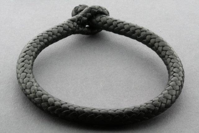 Braided Leather Bracelet for Men & Women - Tubular Design, Adjustable Black Leather Wristband - Perfect for Casual Wear, Gifts & Everyday Fashion Accessories