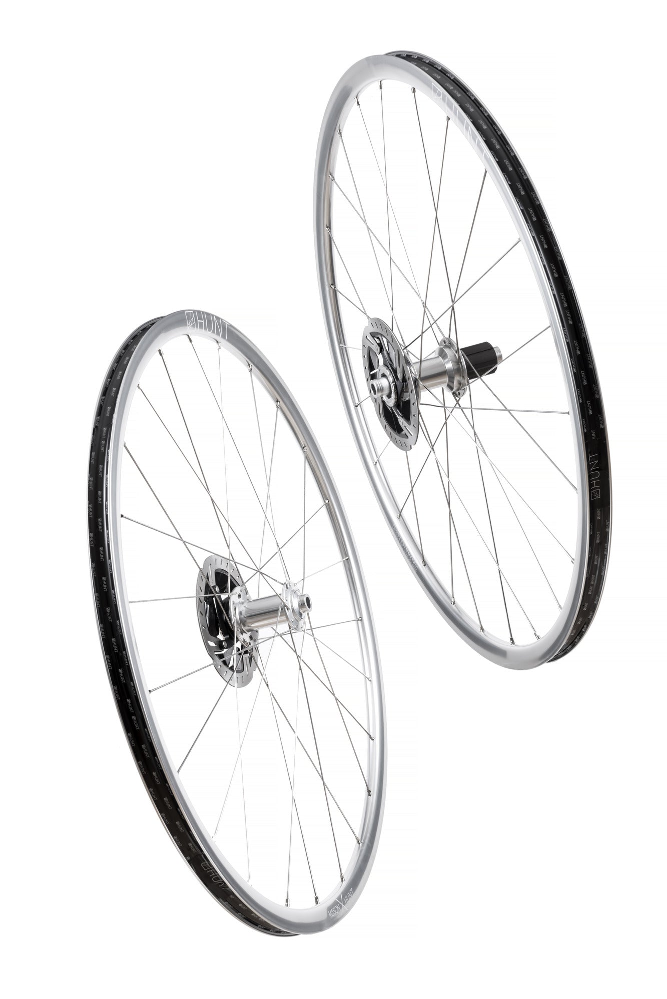 HUNT 4 Season Disc Wheelset - Lightweight & Durable Silver Wheels for Road & Gravel Biking | Perfect for All-Weather Cycling Adventures