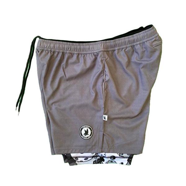 Men's 2-in-1 Compression Shorts - Solid Charcoal Motley 7