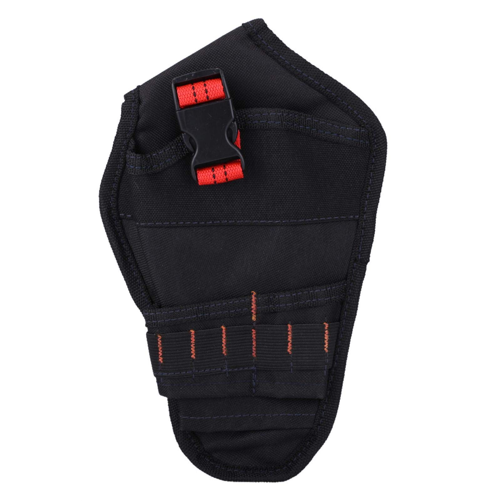 Raguso Multi-Functional Oxford Tool Belt Pouch - Black & Red Drill Holster for Electricians & Mechanics | Durable Work Belt Attachment for Power Tools & Hand Tools | Perfect for Construction Sites & DIY Projects