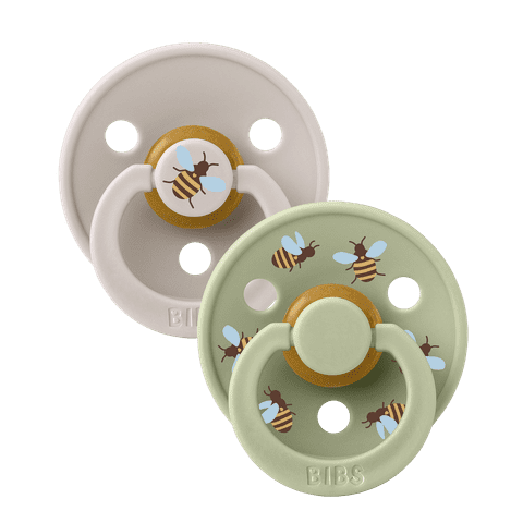 BIBS Size 1 & 2 Latex Pacifiers - Urban Garden Design, Twin Pack for Newborns & Infants - Perfect for Soothing, Daycare & On-the-Go Parenting