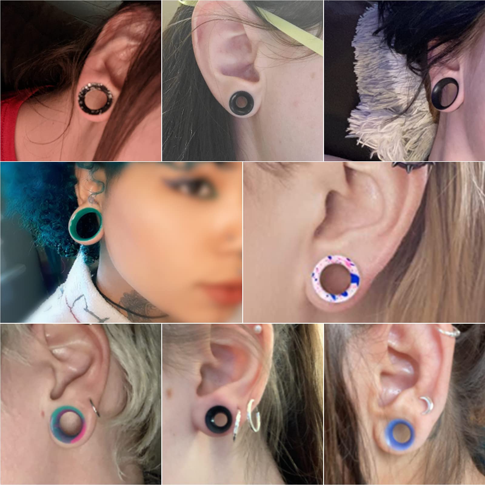 12pcs Double Flared Hollow Silicone Ear Tunnels Plugs Piercing Set - 8g to 40mm Stretching Gauges for Men & Women - Perfect for Body Jewelry, Ear Stretching, and Alternative Fashion