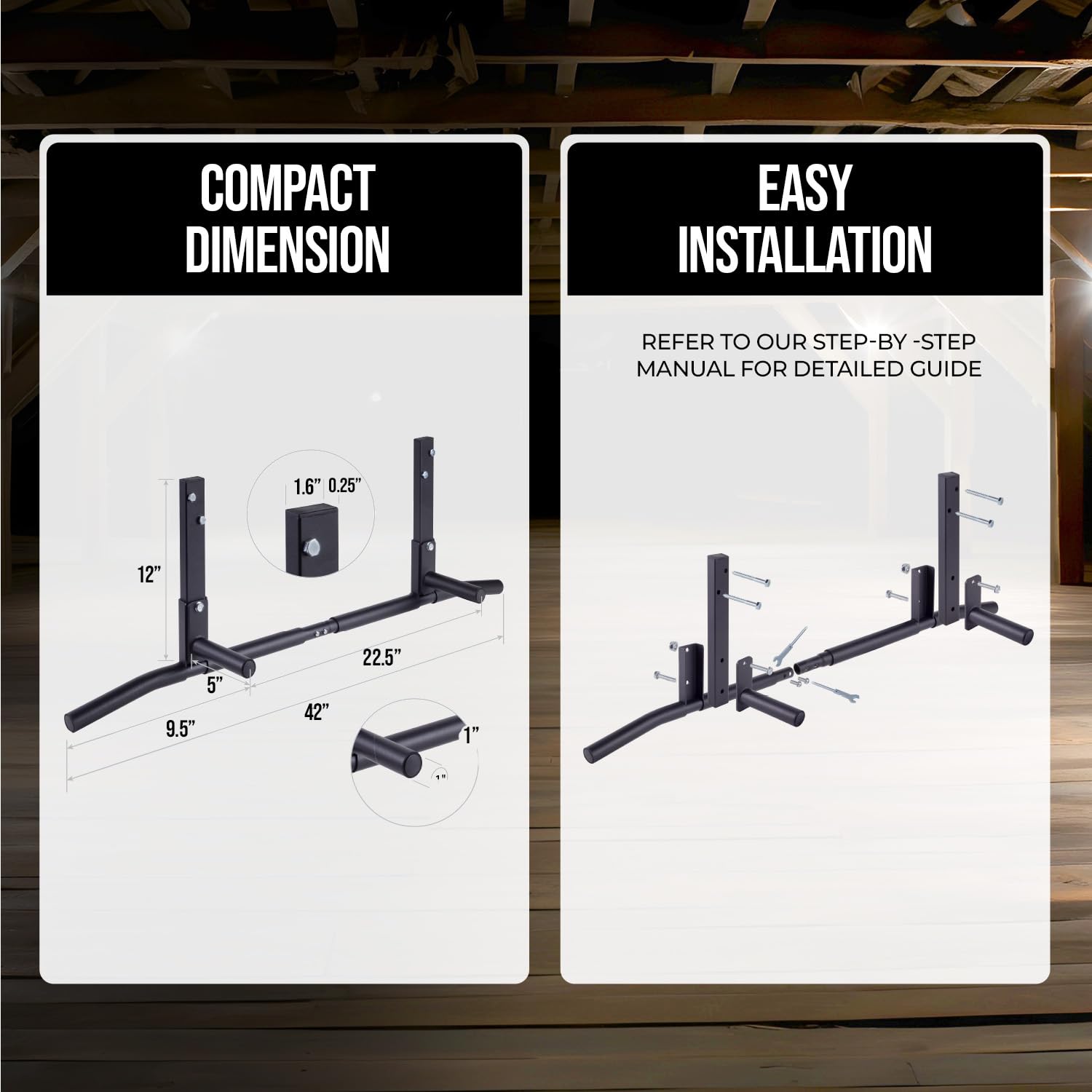 Heavy Duty Joist Mount Pull Up Bar - 42