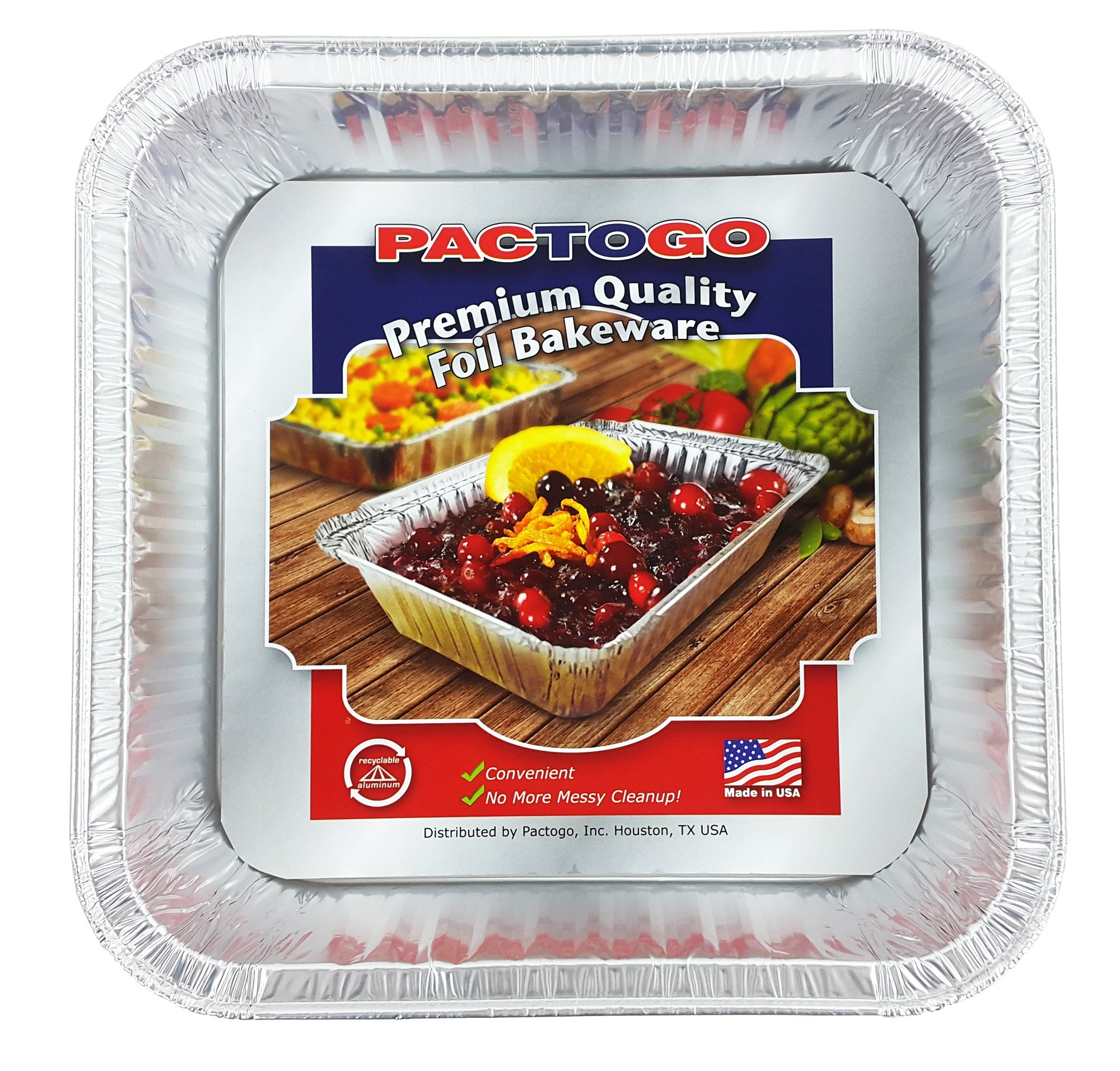 Premium Red Christmas Square Cake Pans with Clear Dome Lids - 100 Pack Disposable Aluminum Foil Baking Tins for Holiday Desserts, Party Catering & Home Baking