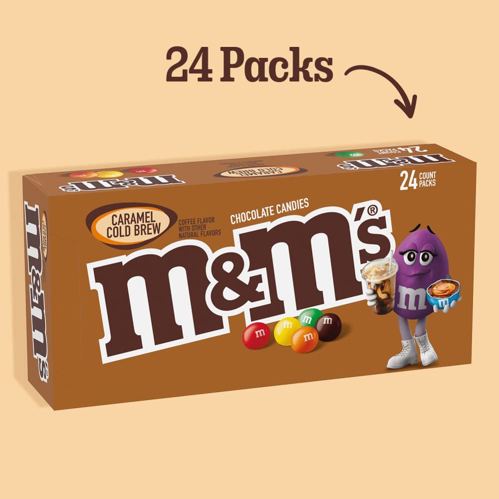 M&M'S Caramel Cold Brew Chocolate Candy - 33.82 Oz Bulk Box (24 Count) | Perfect for Office Snacks, Party Favors & Halloween Treats