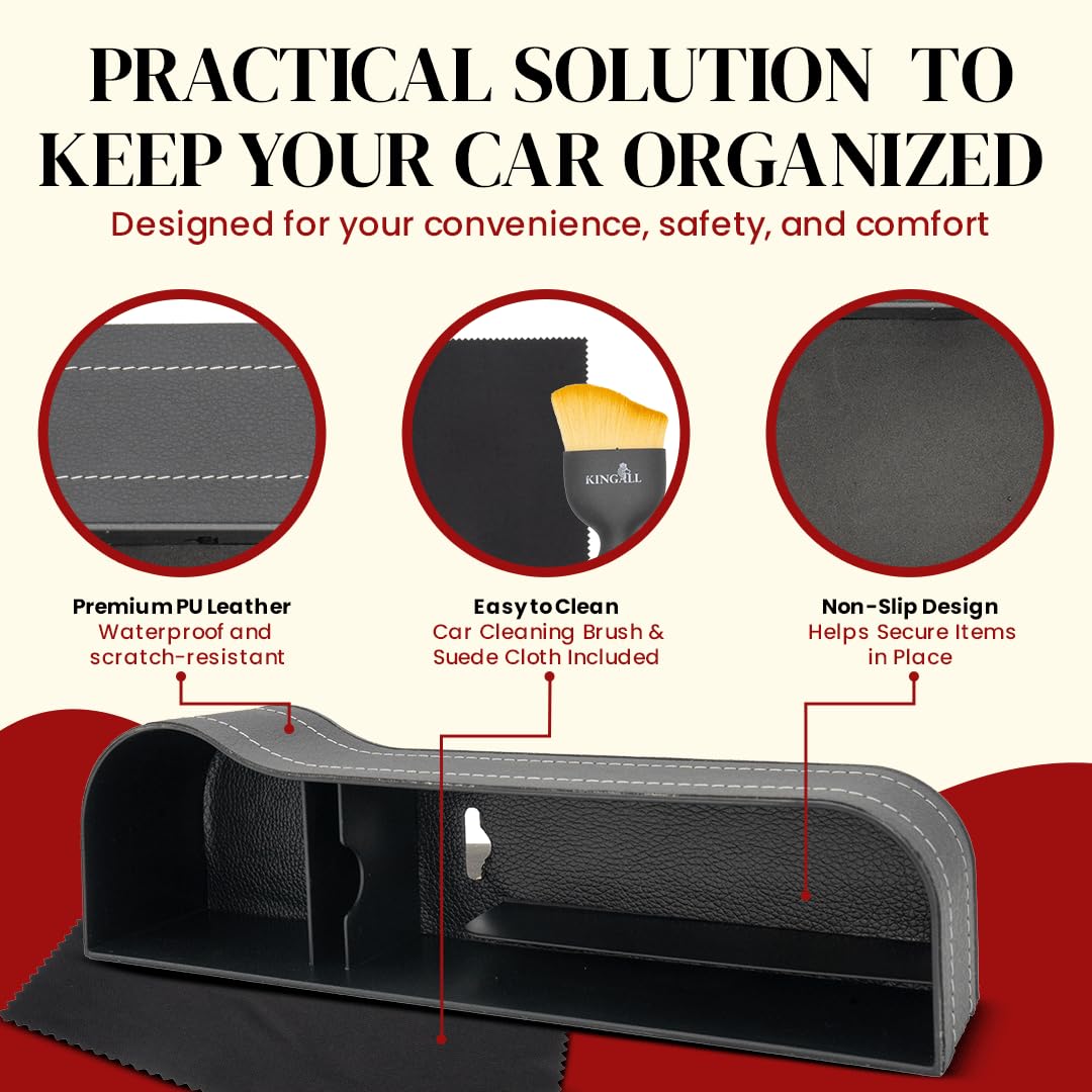 Premium Car Seat Gap Filler Organizer 2 Pack - Universal Fit Cup Holder & Storage Tray for Front Seat Console | Perfect for Phones, Keys & Small Items | Ideal for Sedans, SUVs & Trucks