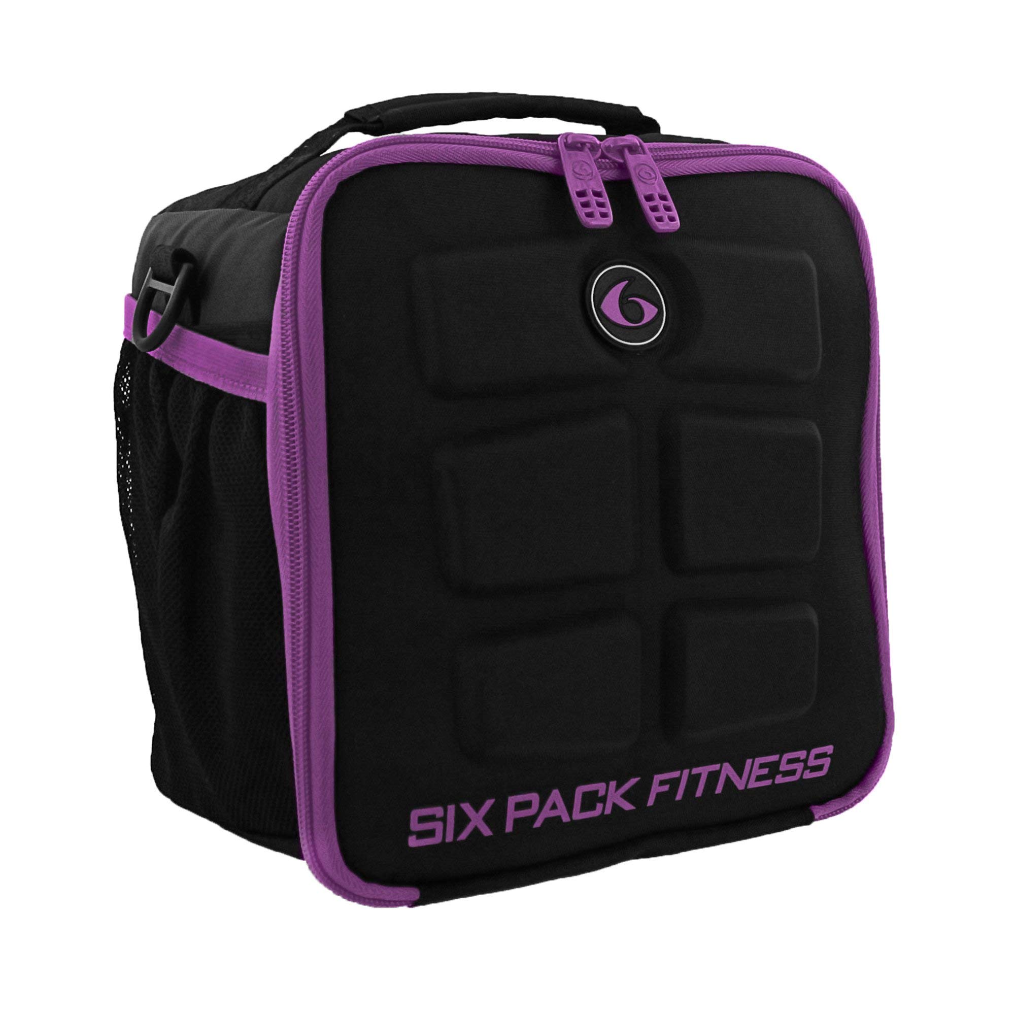 6 Pack Fitness Innovator Cube - Best Meal Prep Container for Gym & Work (3-Meal, Black/Neon Purple) | Perfect for Bodybuilders, Meal Planning & On-the-Go Nutrition