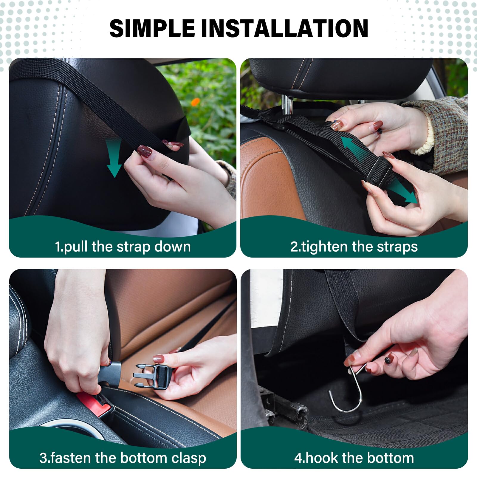 Sunflower Oil Painting Car Seat Protector with Storage Pockets - Waterproof Back Seat Kick Mats & Vehicle Organizer for Cars, SUVs, Trucks - Perfect for Family Road Trips & Pet Protection