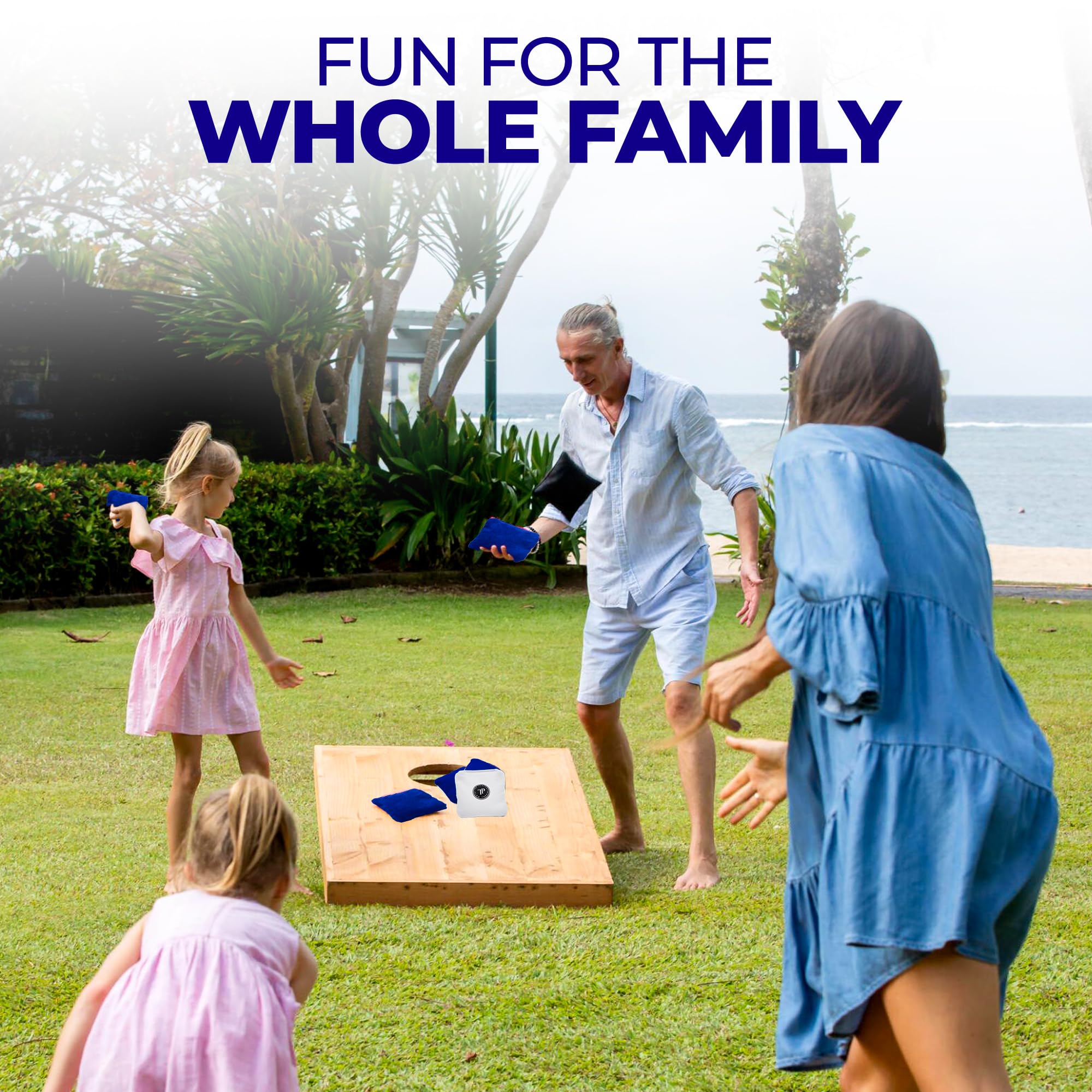 Glow Throw Light Up LED Cornhole Bags - Regulation Size & Weight for Competitive Play - Set of 4 Dual-Sided (Stick & Slick) Bean Bags - Perfect for Backyard Games, Family Gatherings & Outdoor Parties (Blue)
