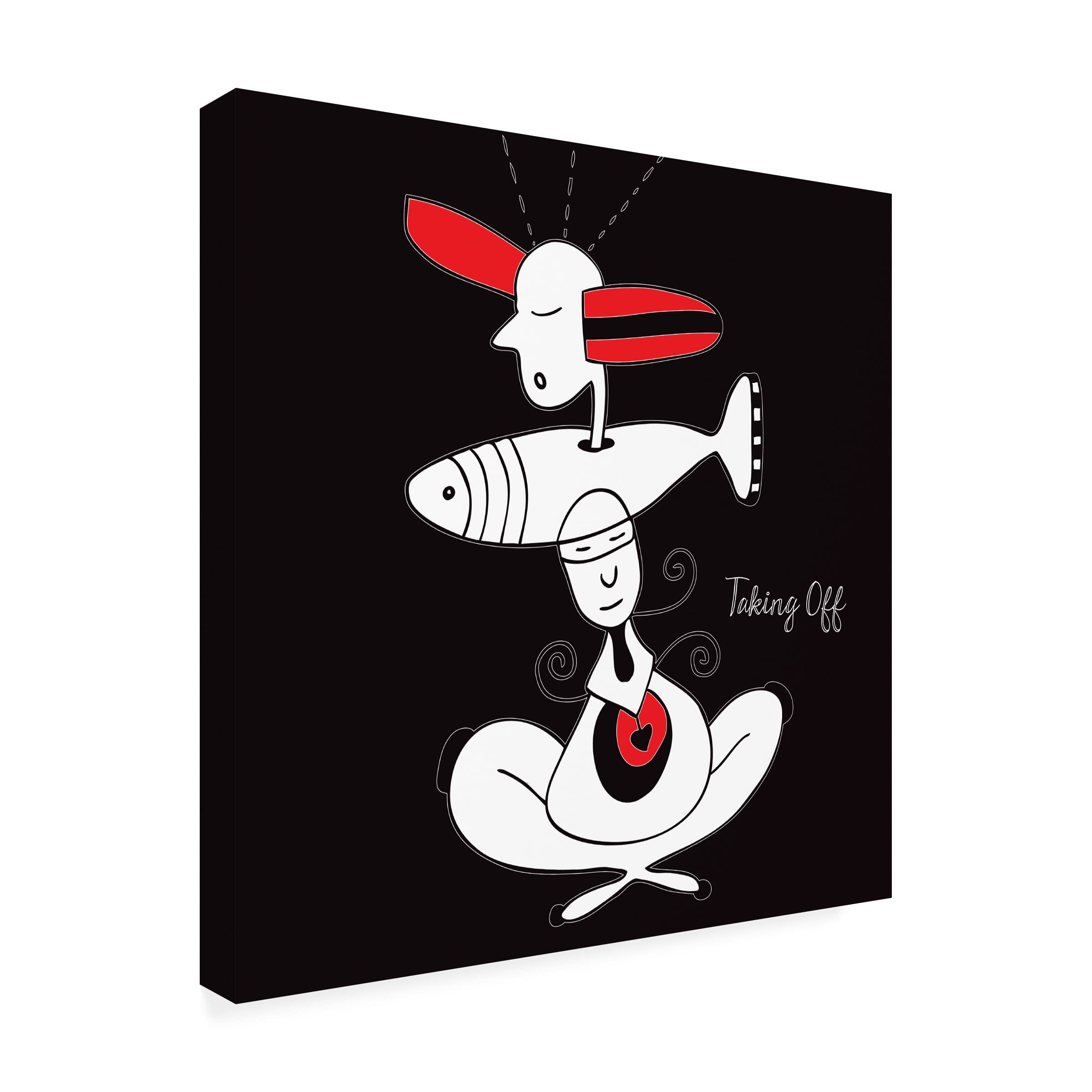 Trademark Fine Art 'Taking Off' Canvas Wall Art by Oodlies - Modern Abstract Painting for Living Room, Bedroom & Office Decor