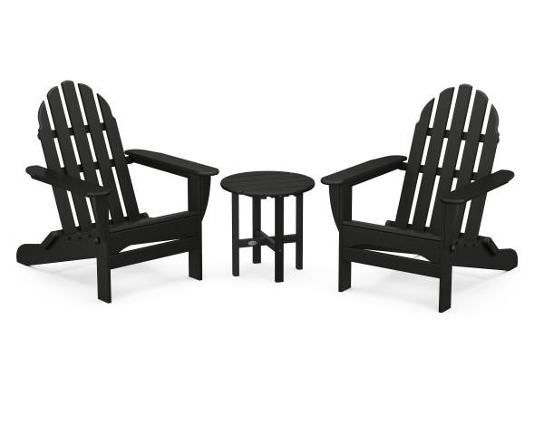 Polywood Classic Folding Adirondack Chair 3-Piece Set - Outdoor Patio Furniture for Deck, Poolside & Garden Relaxation