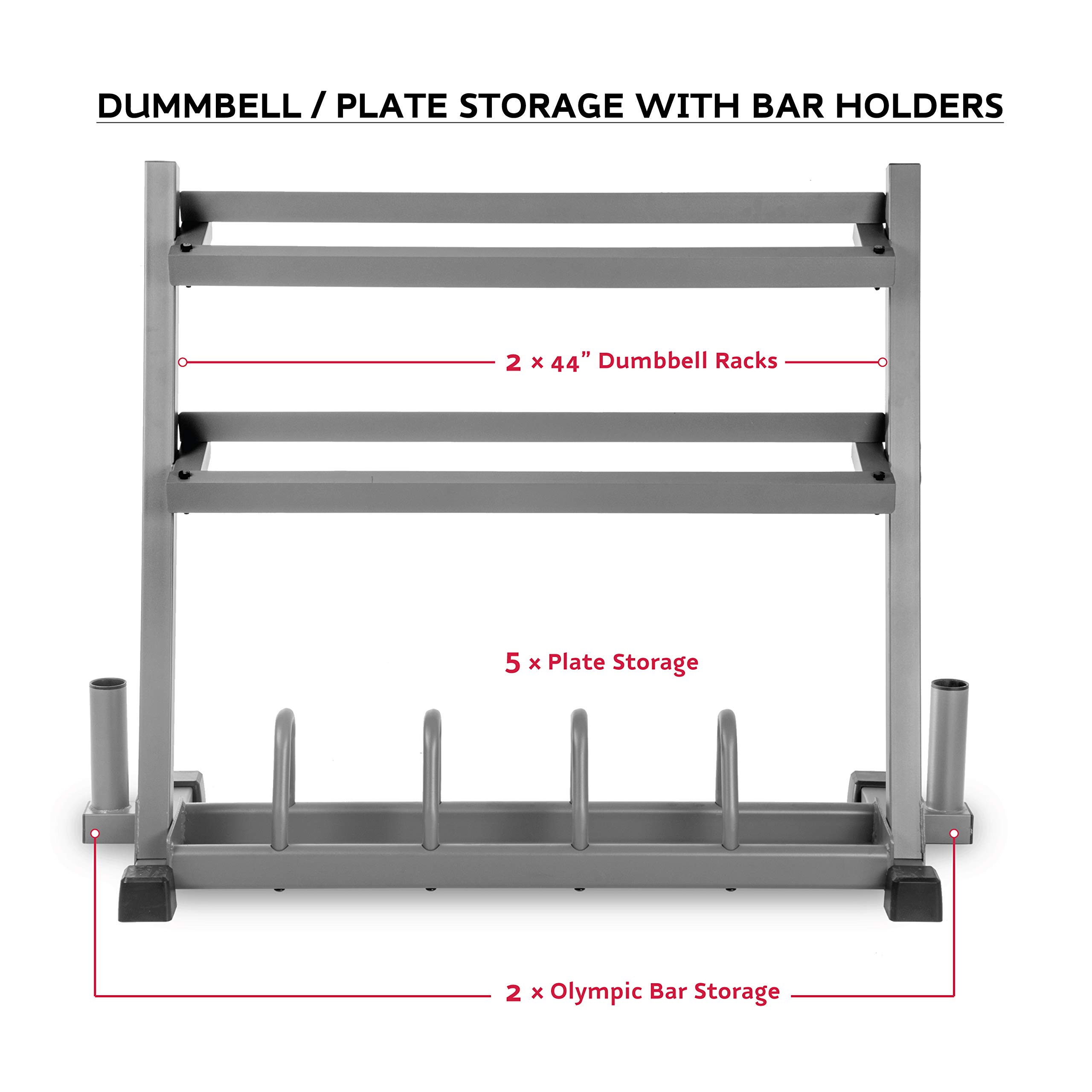 XMARK All-In-One Home Gym Storage Solution - Dumbbells, Weight Plates & Barbell Rack for Garage or Basement (Gray/Black) - Perfect for Weightlifting, CrossFit & Strength Training