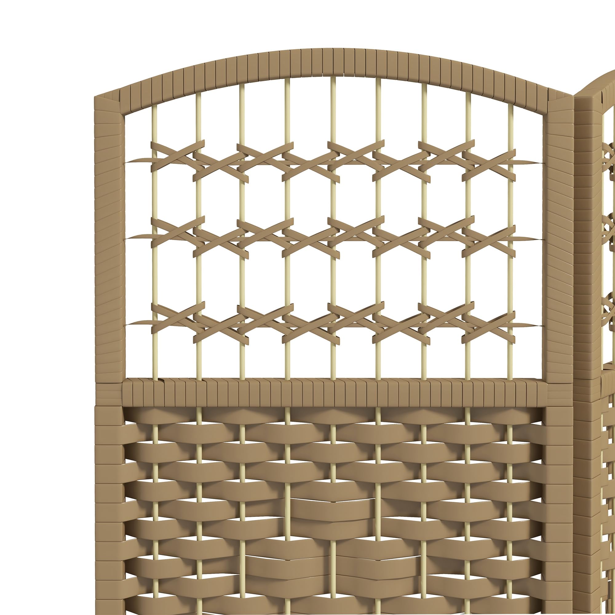 HOMCOM 6 Panel Folding Room Divider Privacy Screen - 5.6 ft Freestanding Partition Wall Separator with Wave Fiber Design in Natural Color for Home Office, Bedroom, and Studio Spaces