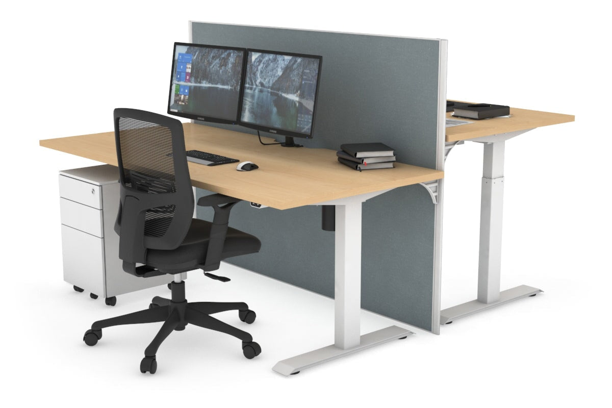 Height Adjustable 2 Person Workbench - 1400L x 800W with Cable Management | Heavy Duty Office & Workshop Desk for Collaborative Work & DIY Projects