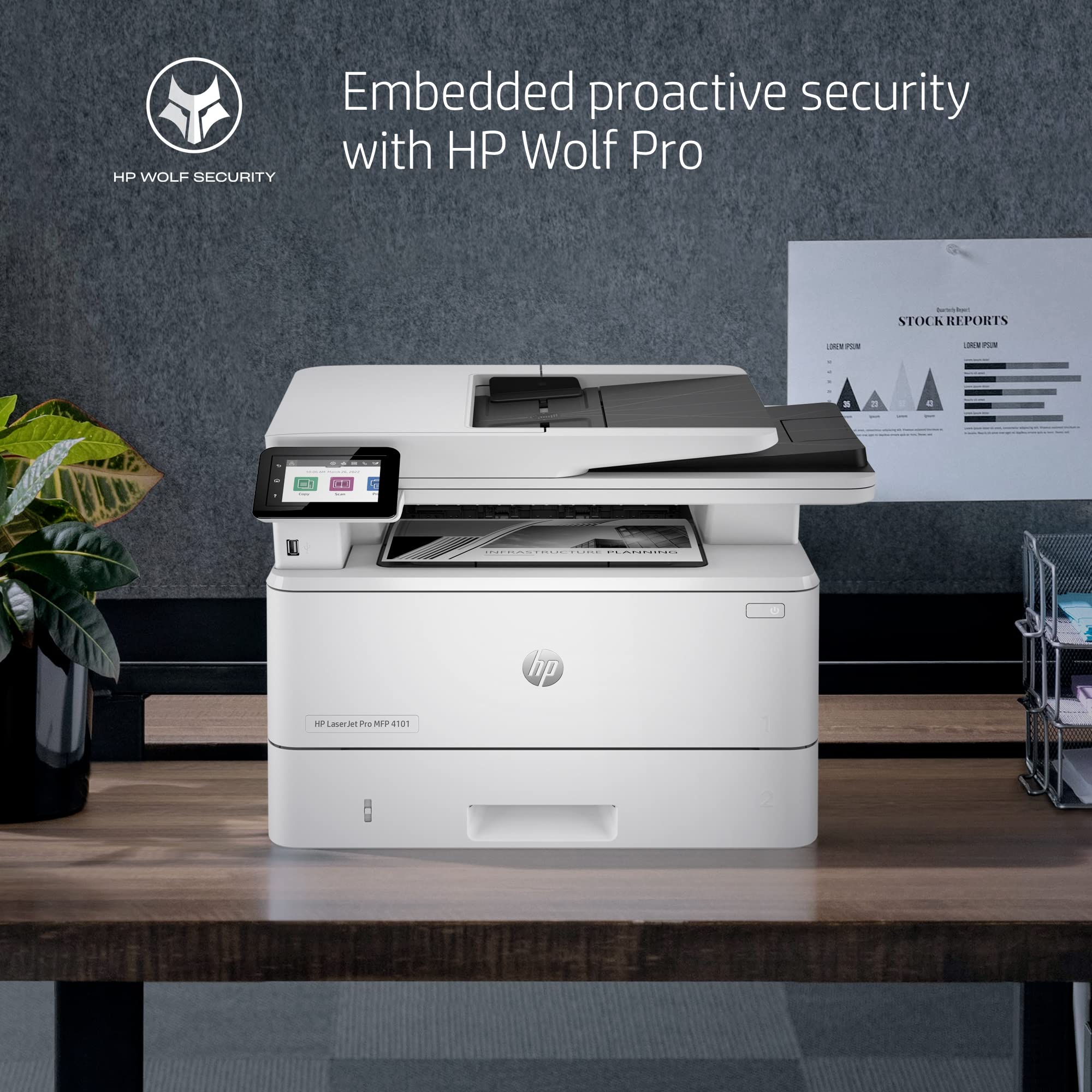 HP LaserJet Pro MFP 4101fdn Wireless All-in-One Laser Printer with Fax, Scan, Copy - High-Speed Black & White Printing (Renewed) - Perfect for Home Office & Small Business Document Management