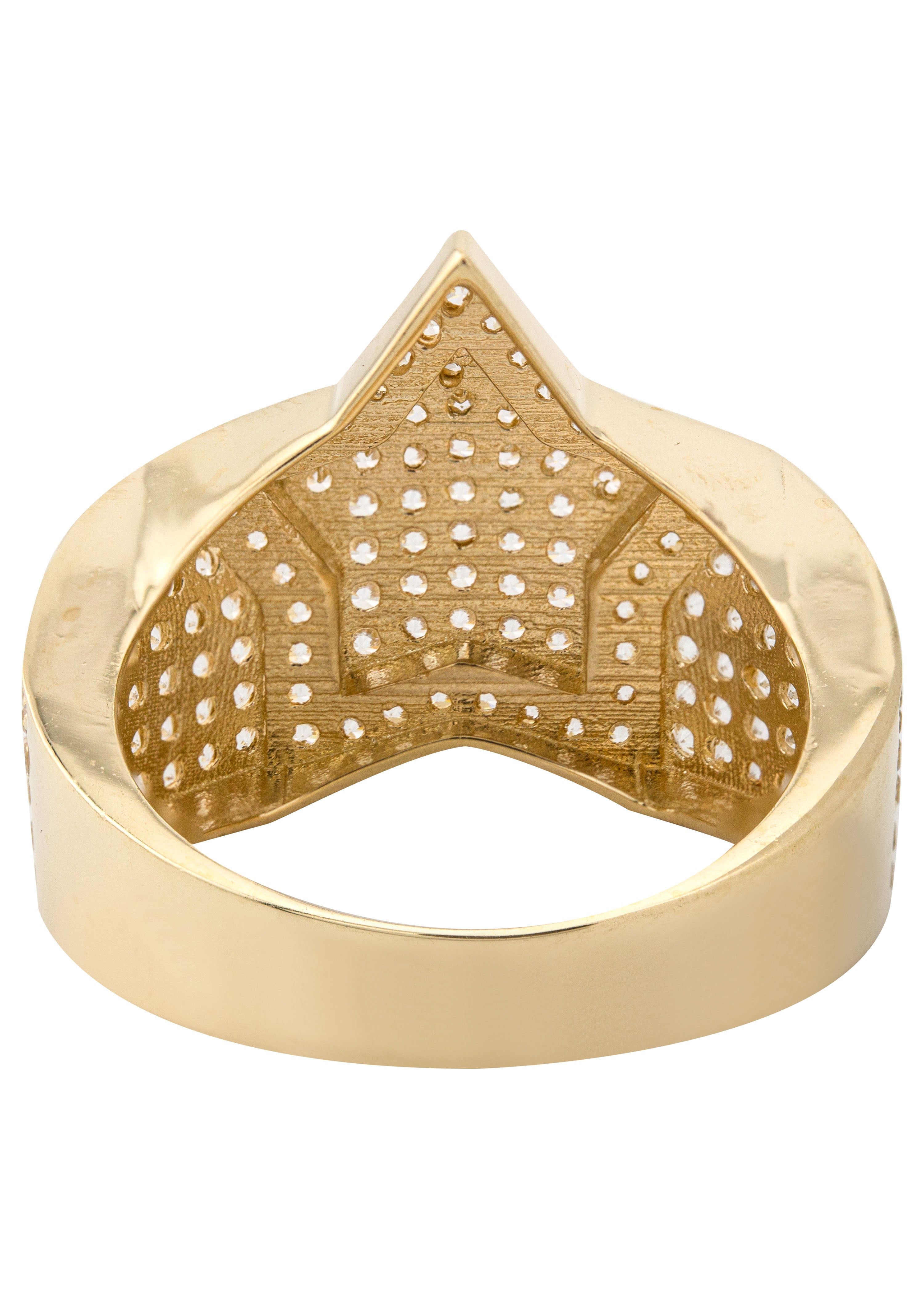 10K Gold CZ Star Ring for Men - 7 Grams Solid Gold Fashion Jewelry - Perfect for Gifts, Parties, and Everyday Wear