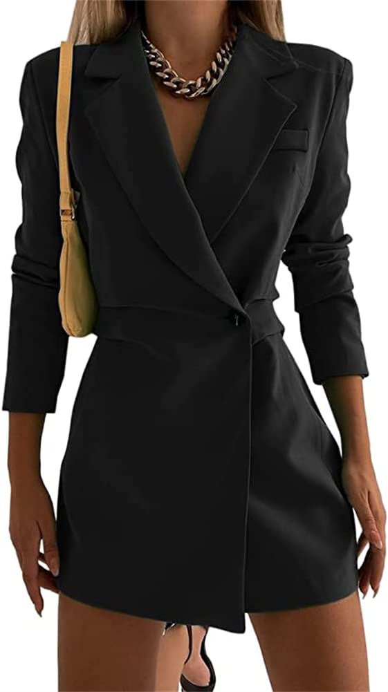 Women's Long Sleeve Blazer Dress - Professional Office Work Attire & Business Casual Outfits for Ladies | Perfect for Corporate Meetings, Office Wear, and Smart Casual Occasions
