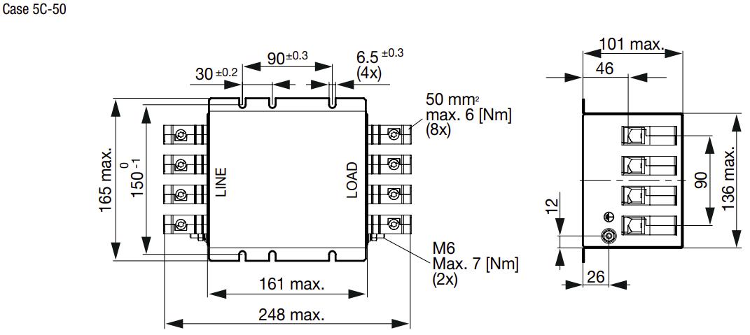 3 Phase 110 Amp EMC RFI Line Filter - FMAD NEO 520VAC High Attenuation Power Filter for Industrial Equipment & HVAC Systems