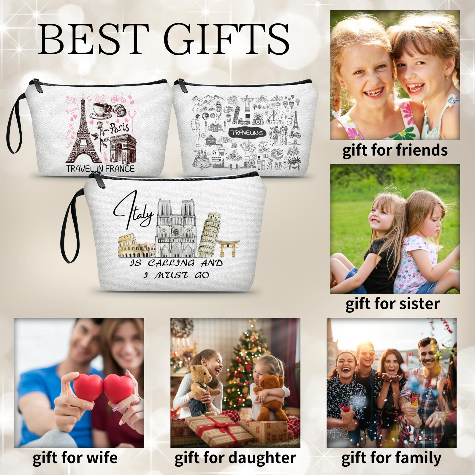 Italy Travel Essentials - Italian Themed Gifts & Makeup Travel Bags for Women | Perfect for International Travelers, Vacation Trips & Cosmetic Organization